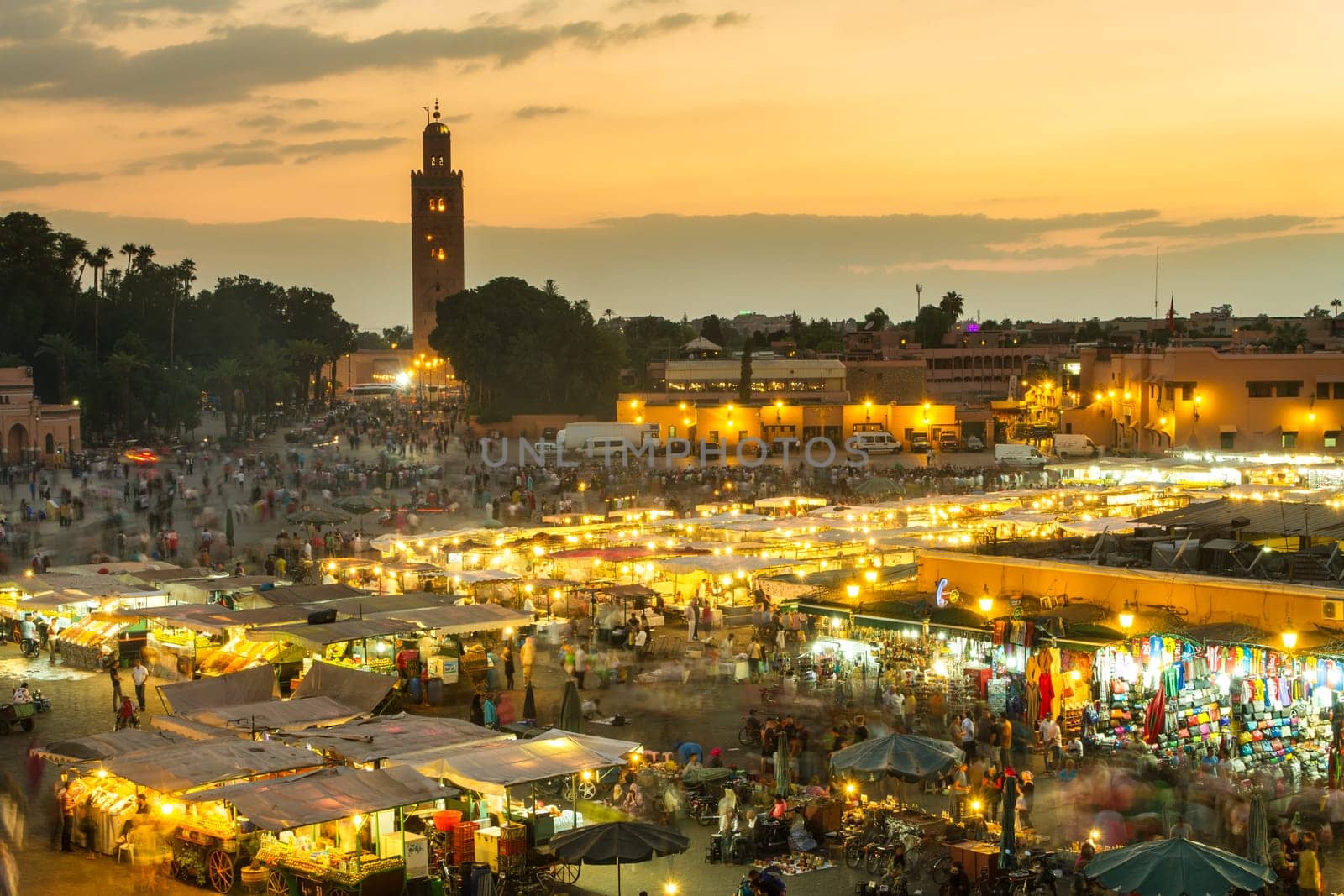 Jamaa el Fna market square, Marrakesh, Morocco, north Africa. Jemaa el-Fnaa, Djema el-Fna or Djemaa el-Fnaa is a famous square and market place in Marrakesh's medina quarter.