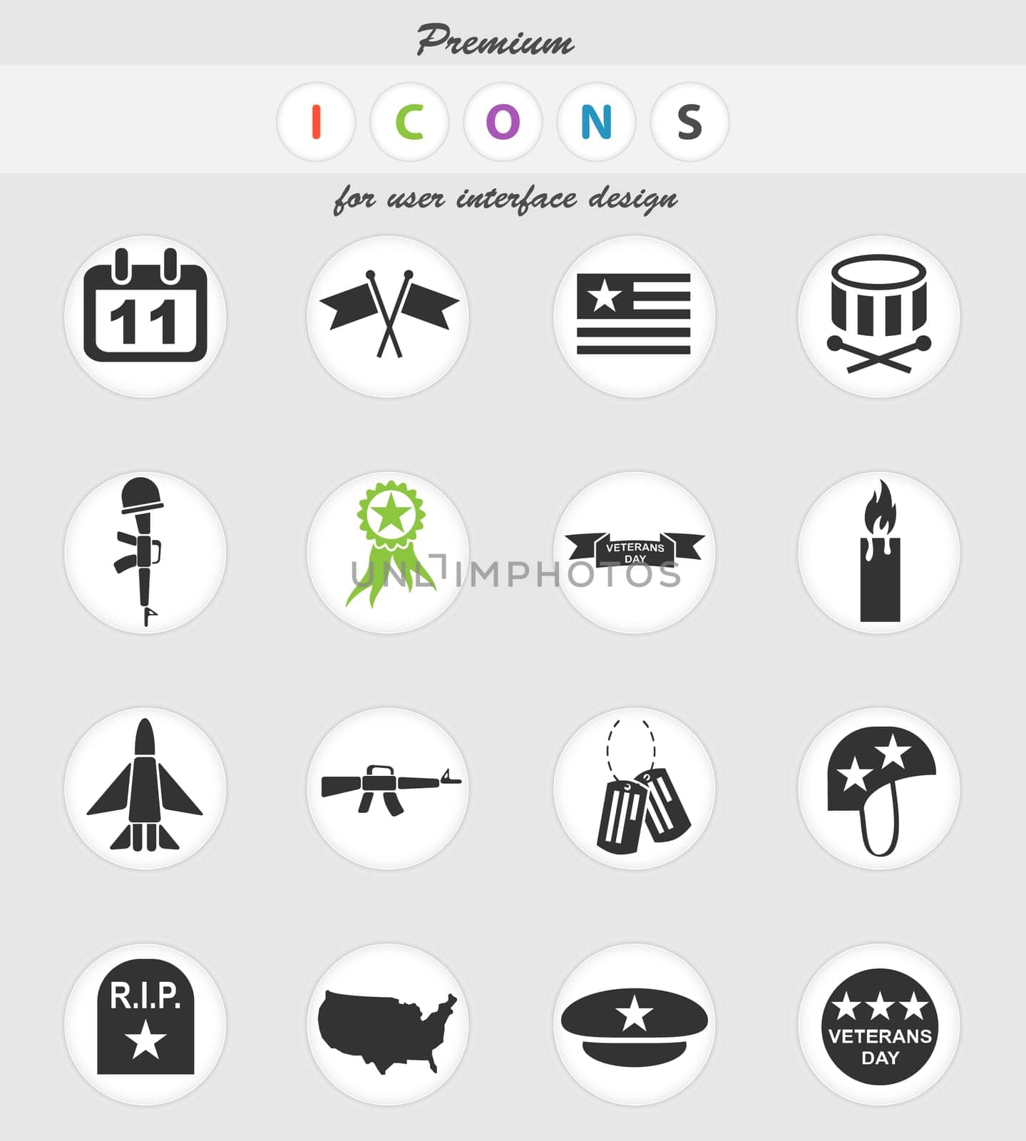 veterans day web icons for user interface design