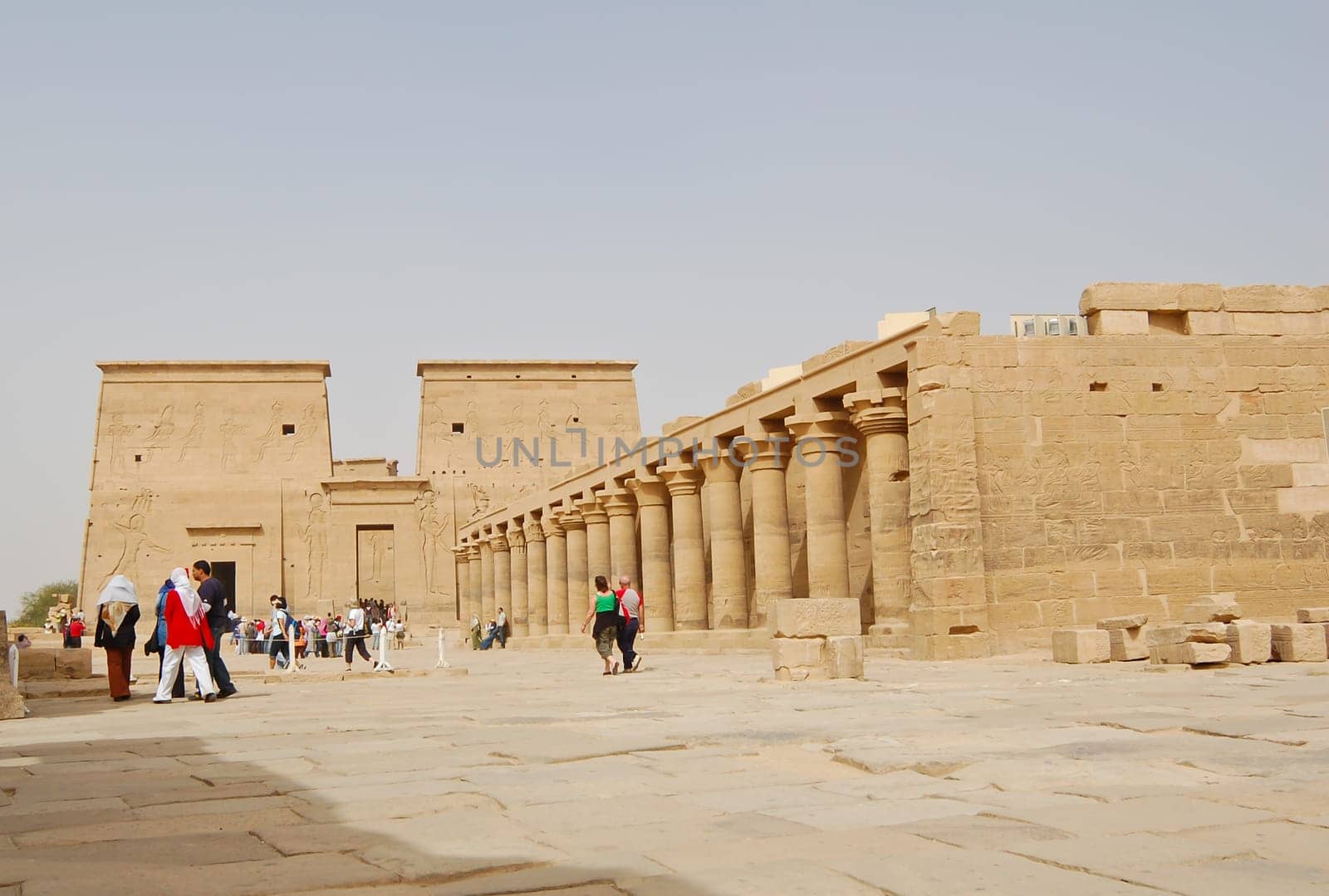 Low angle view of Temple of Isis on Philae Island in Egypt