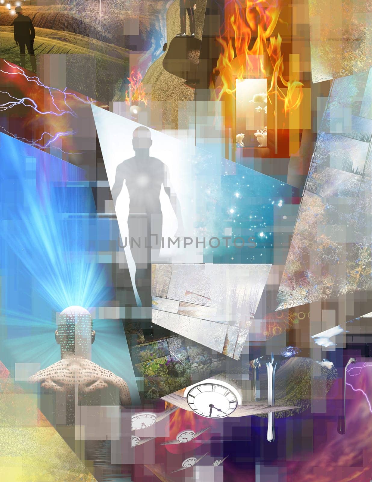 Multi Layered abstract composition. 3D rendering