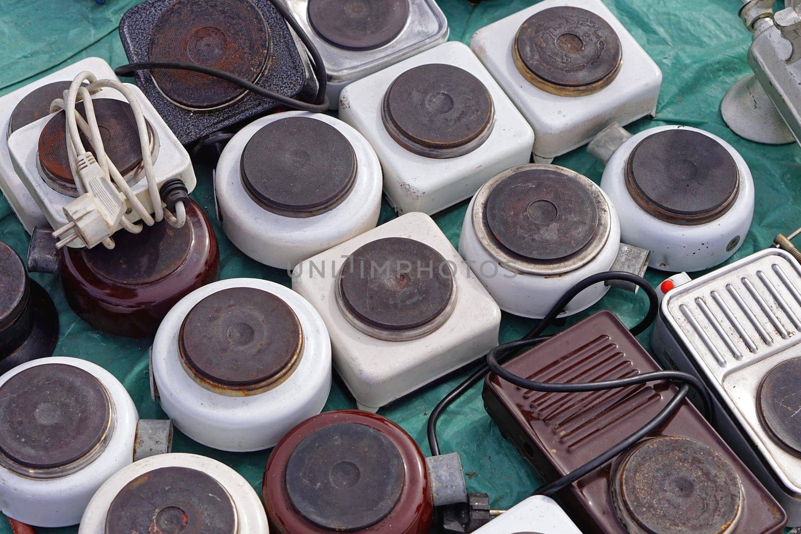 Used portable electric burners stove at flea market