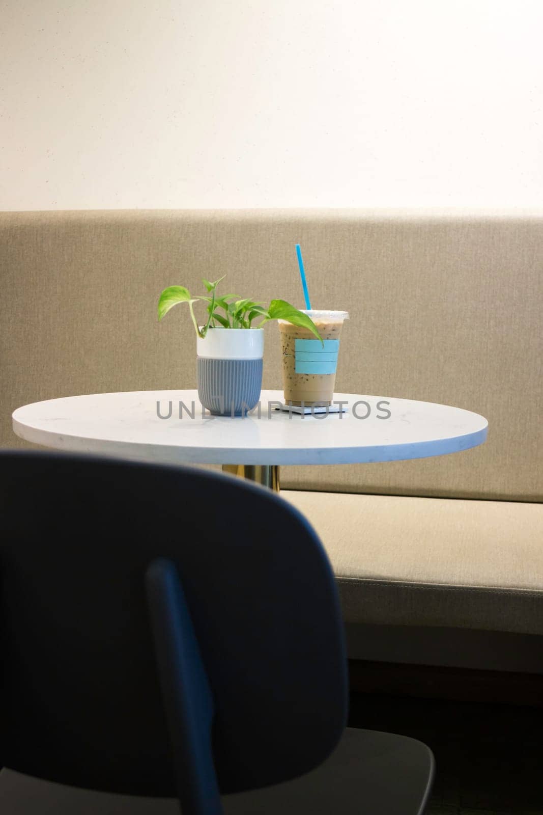 Iced milk coffee on the table, stock photo