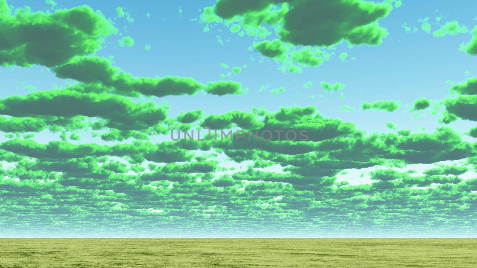 Colorful clouds above horizon.