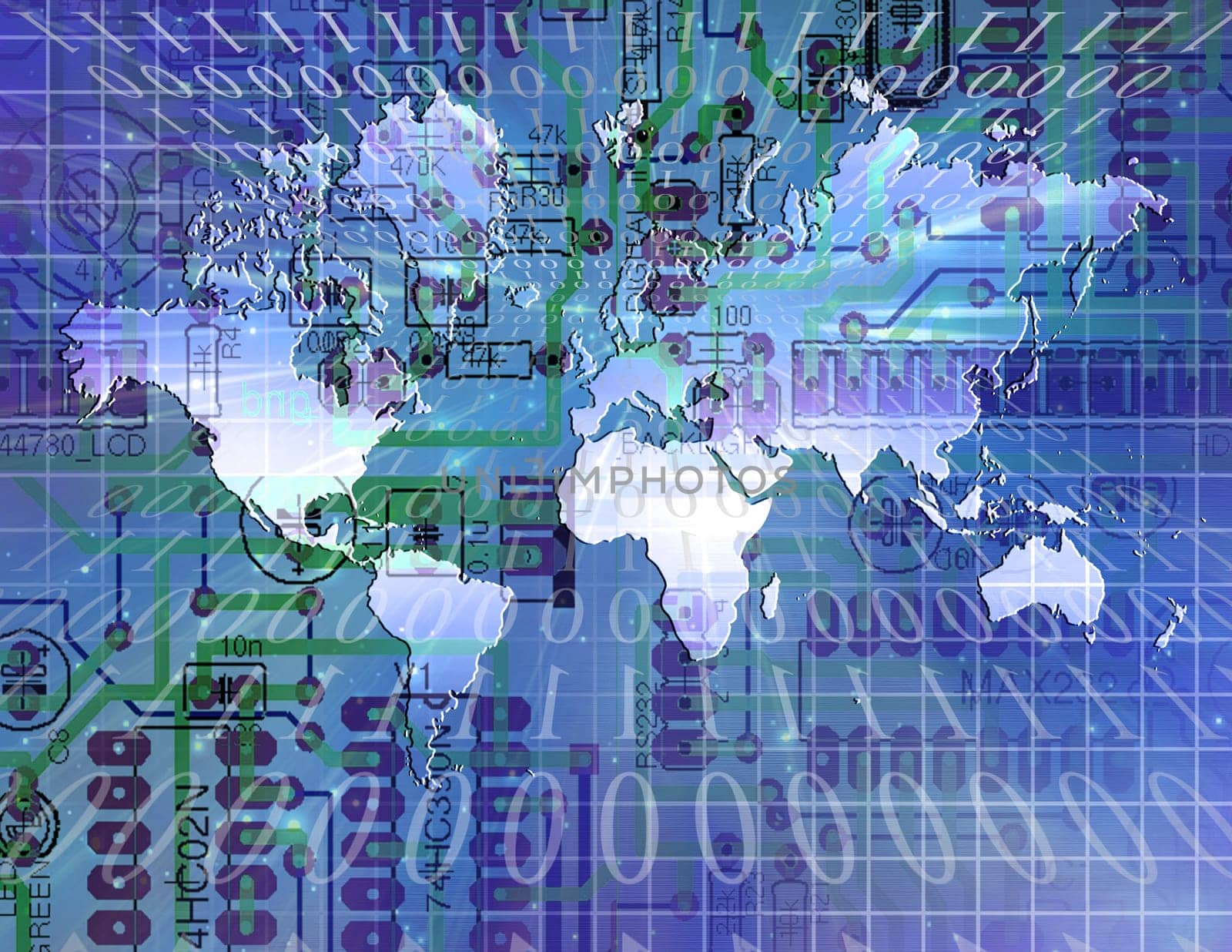 Internet World with binary code