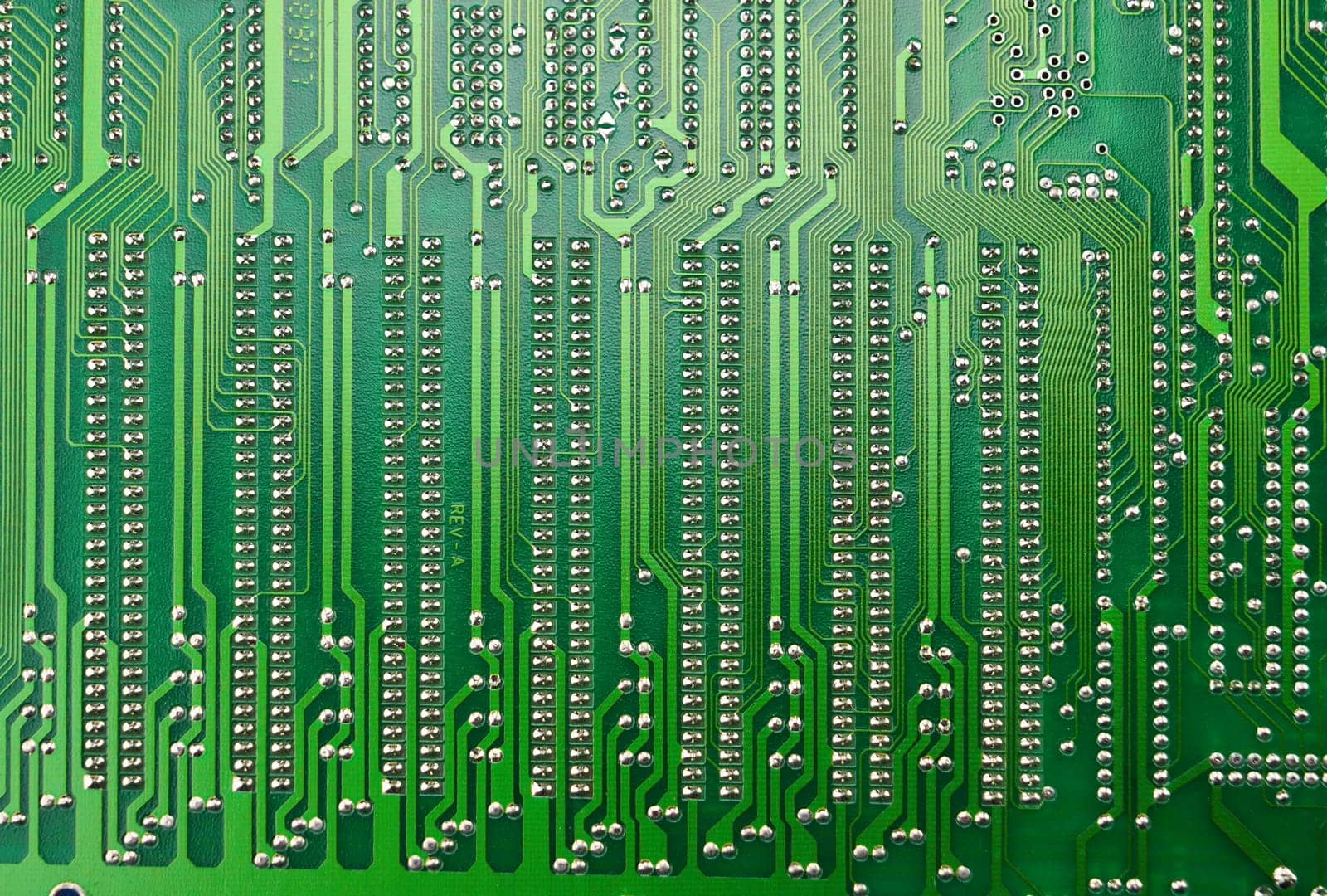 Electronic circuit board, with the copper wiring connections visible