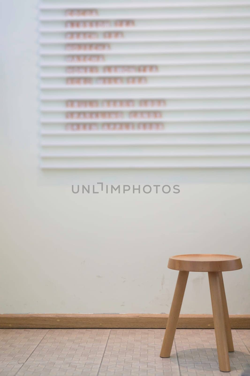 Single wooden chair in minimal style room, stock photo