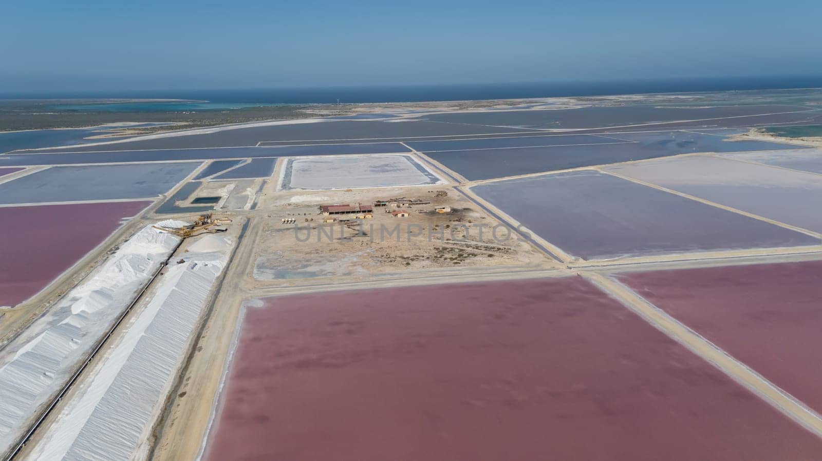 rose caribbean salt lake Bonaire island aerial drone top view