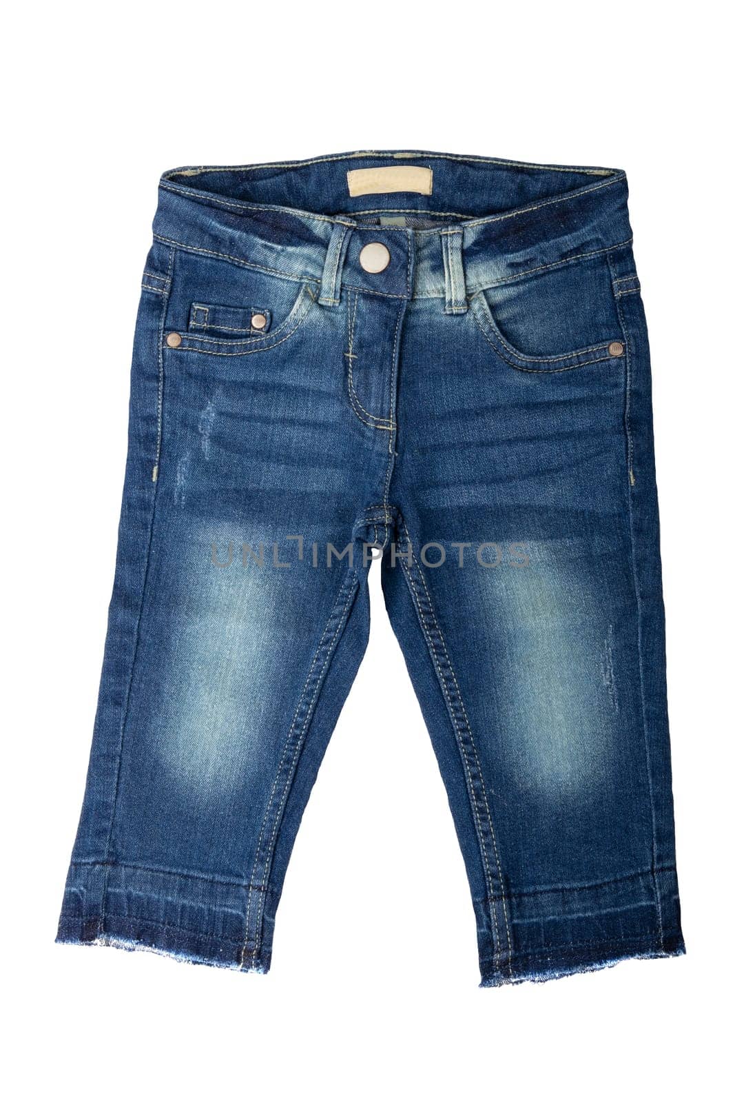 Children jeans. Girl jeans pants isolated on white background. Jeans fashion.