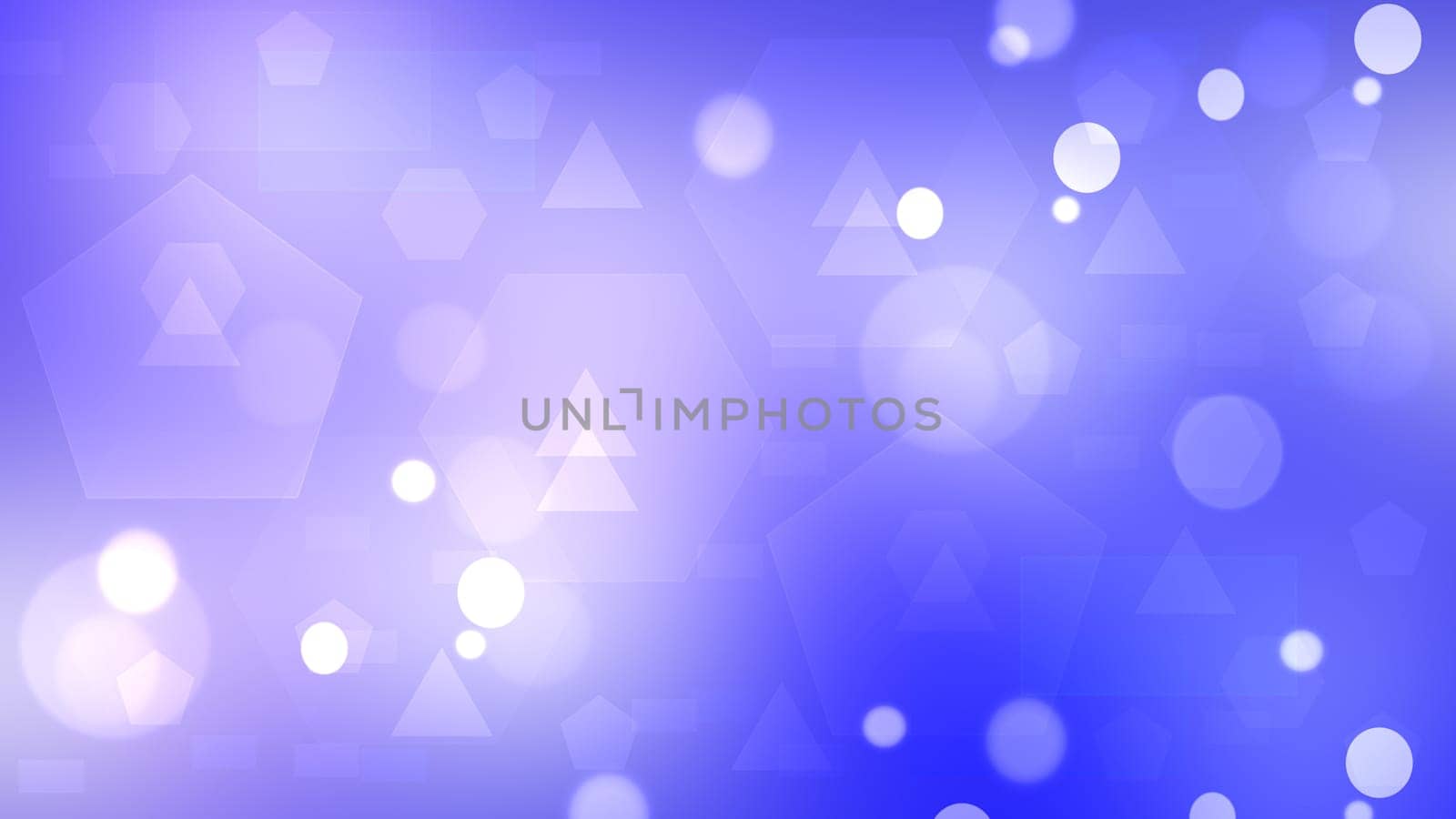 Violet abstract geometric bokeh background consisting of triangles and hexagons.