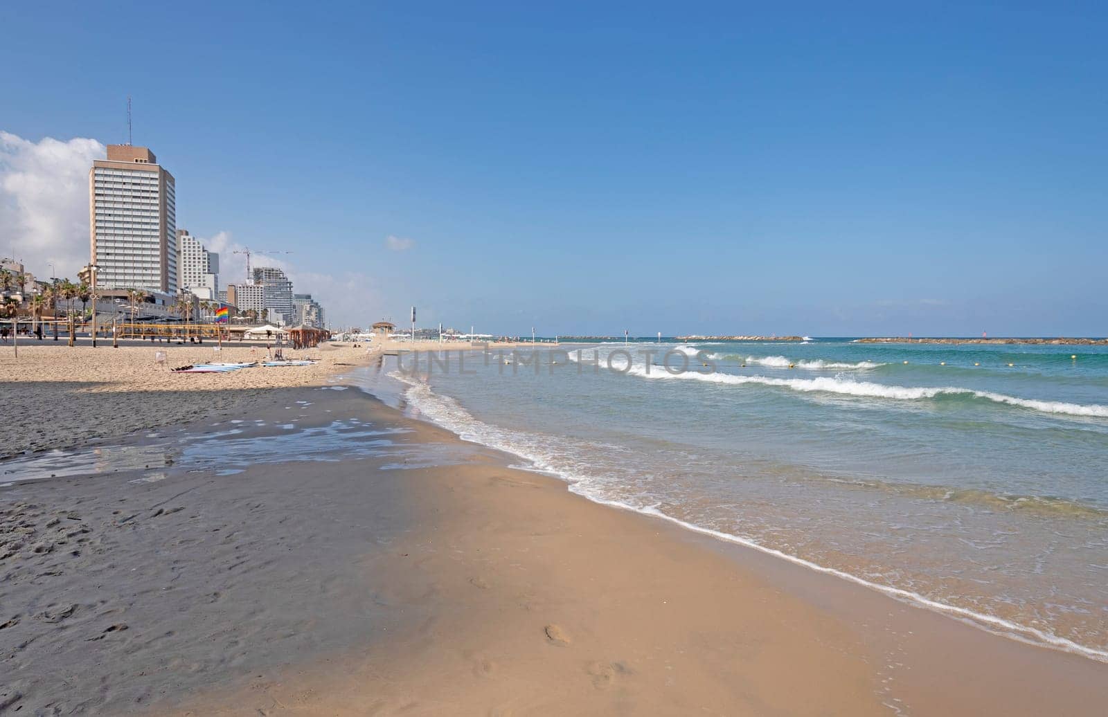 Gordon Beach in Tel Aviv on the Mediterranean Sea in Summer in Israel
