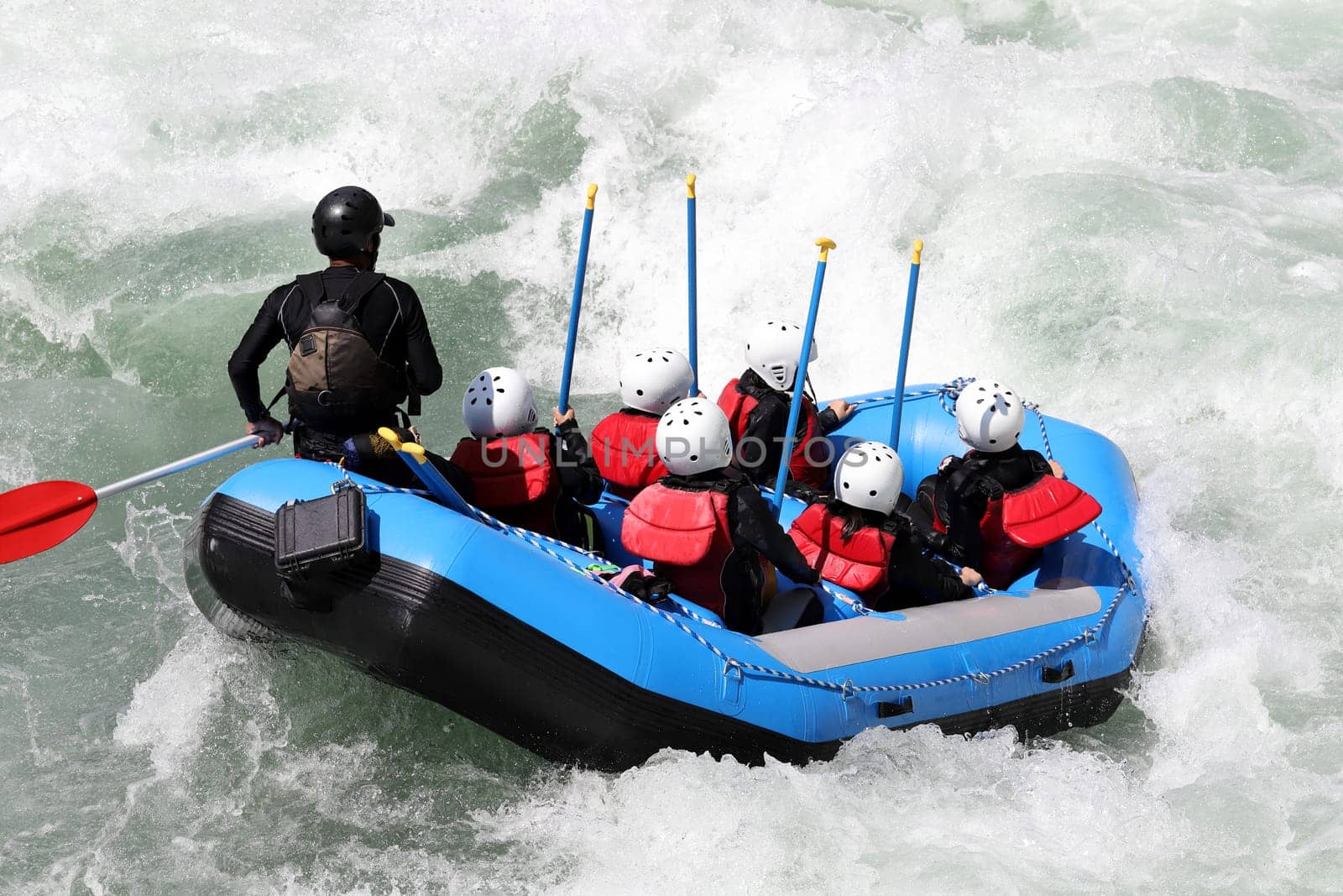 White water rafting on the rapids of river Yosino in Japan
