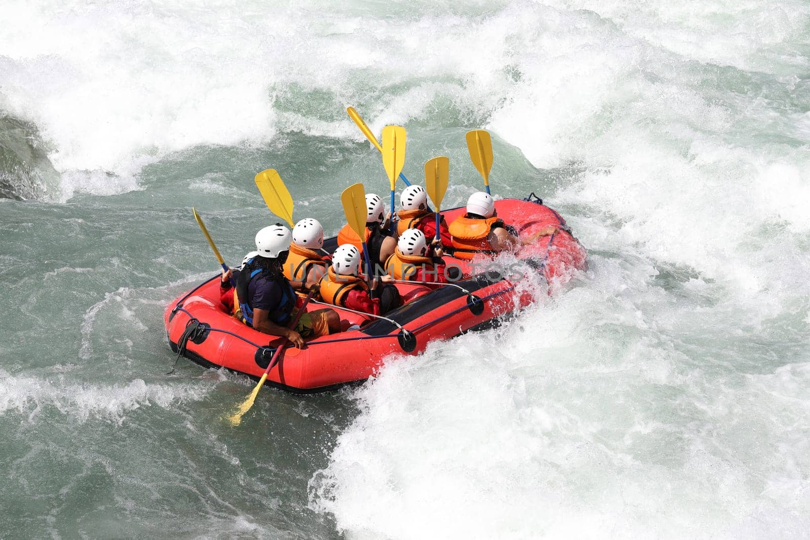 White water rafting on the rapids of river Yosino in Japan