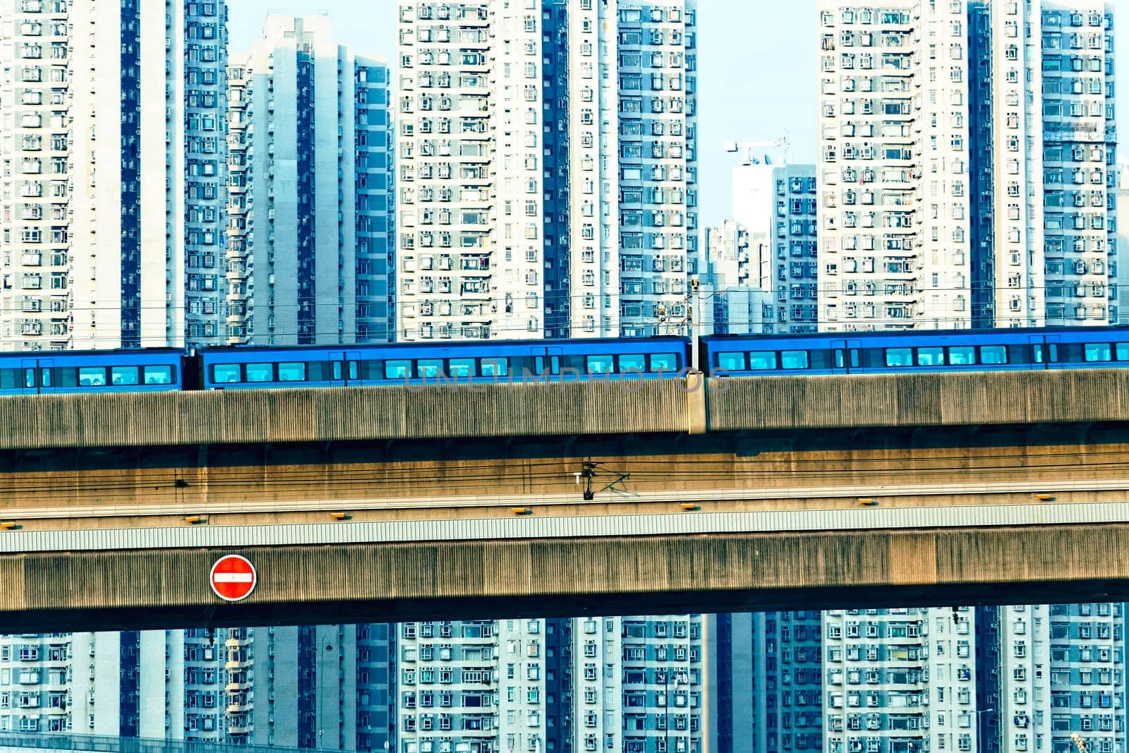 sky train and track system in a modern neighborhood , hong kong