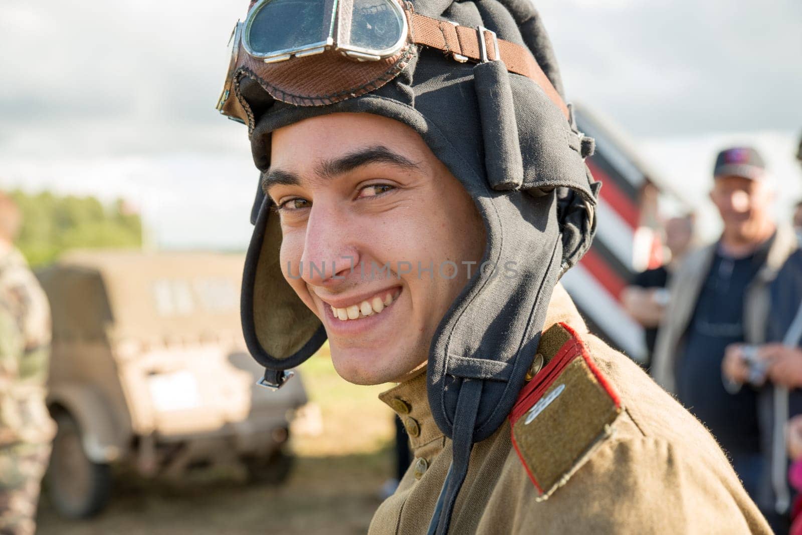 Soviet soldier with his helmet and goggles