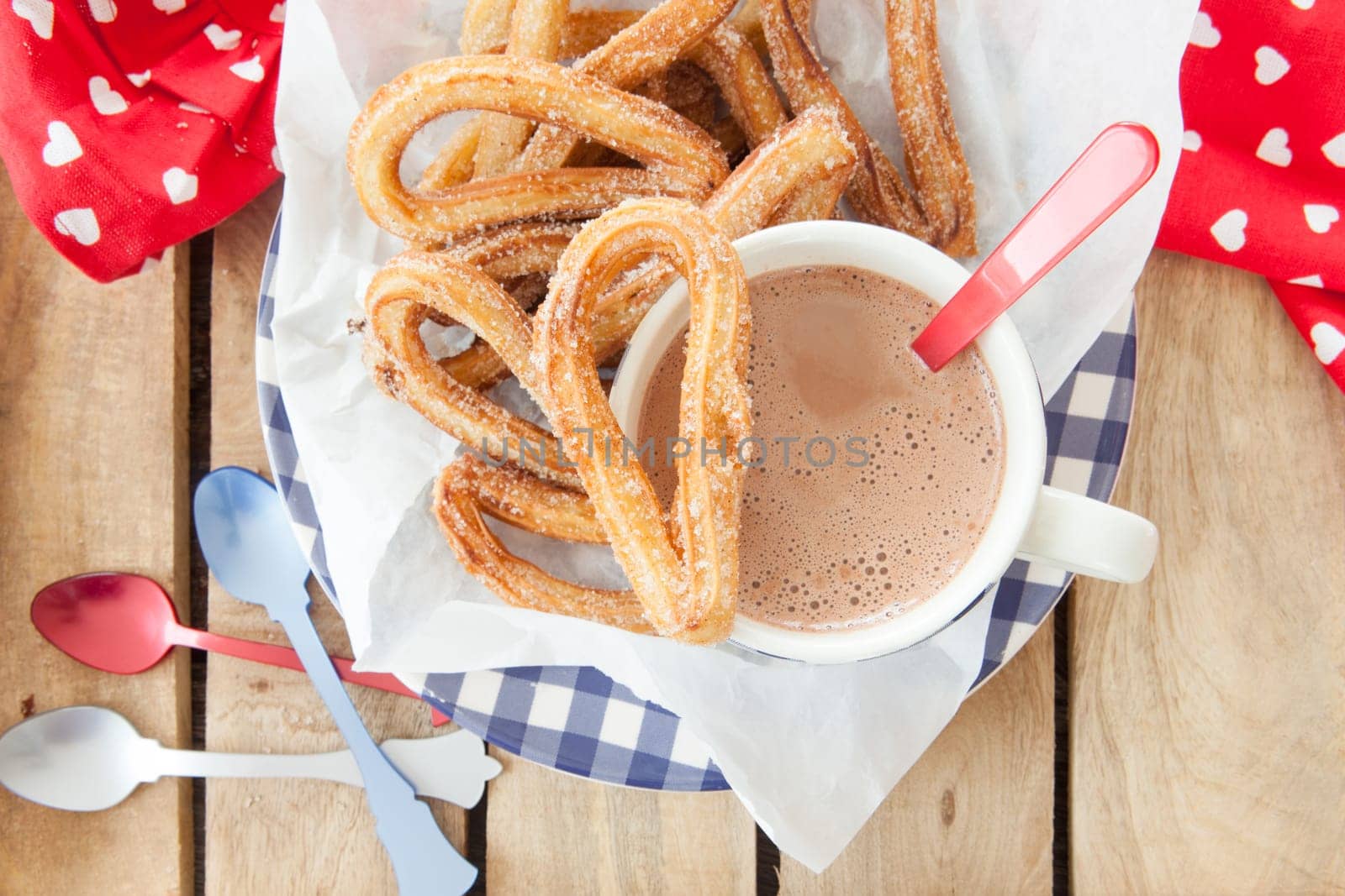 Yummy deep fried churros with cinnamon and sugar