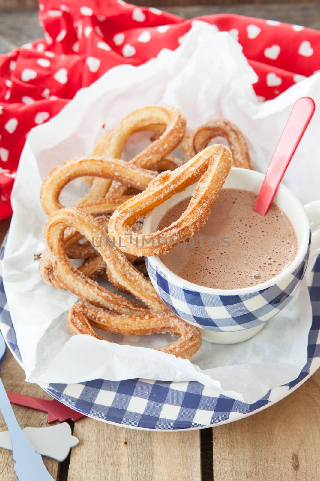 Yummy deep fried churros with cinnamon and sugar