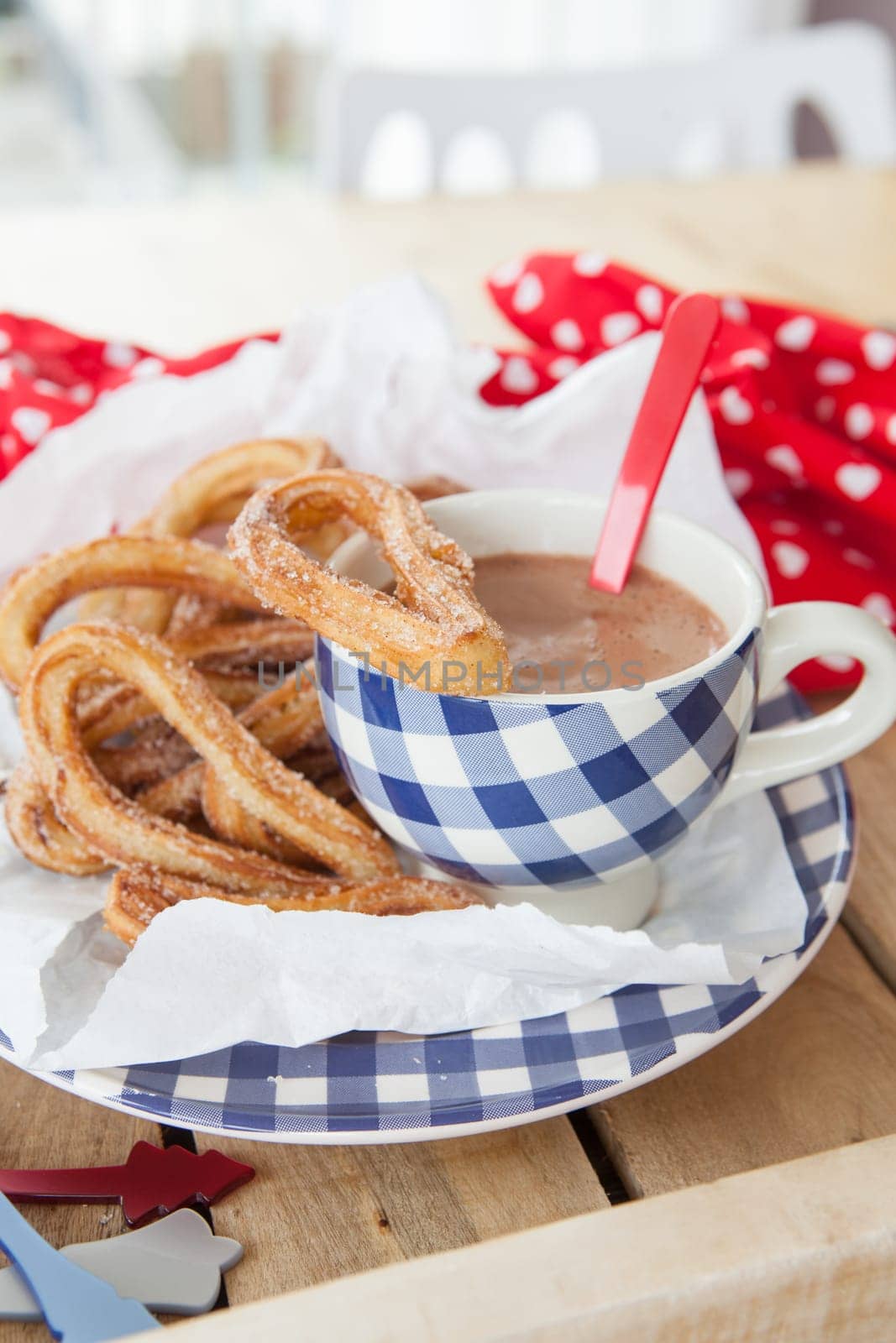 Yummy deep fried churros with cinnamon and sugar