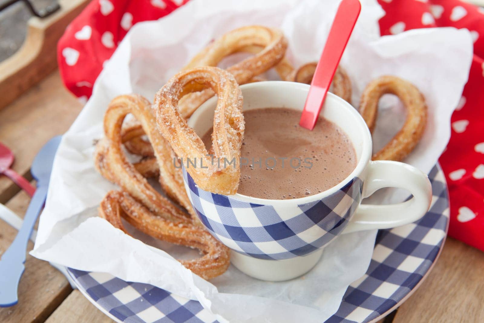 Yummy deep fried churros with cinnamon and sugar