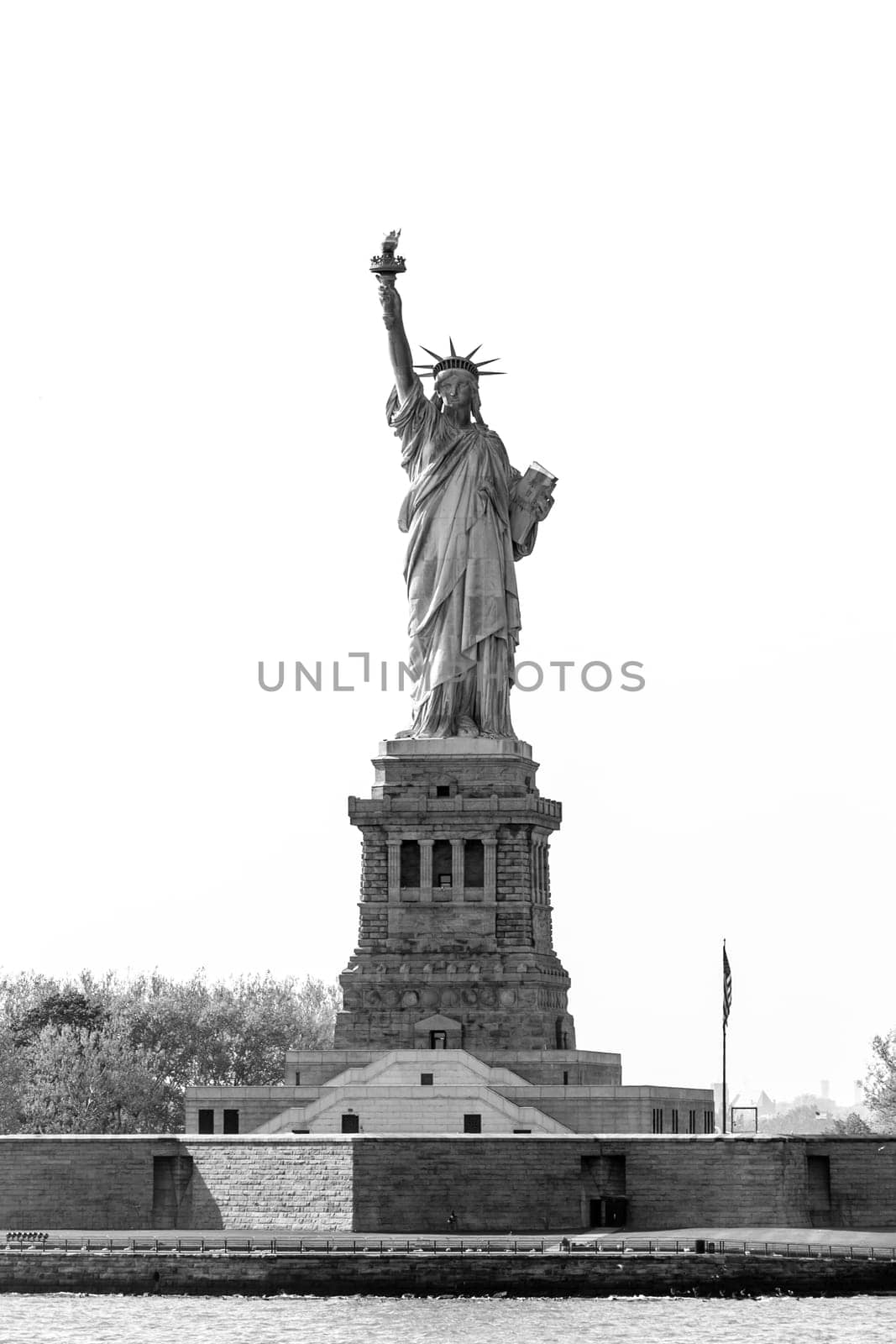 Statue of Liberty, New York City, USA. Black and white image.