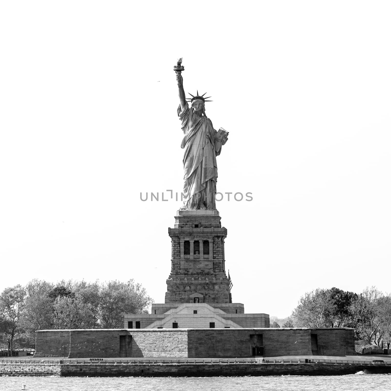 Statue of Liberty, New York City, USA. Black and white image.