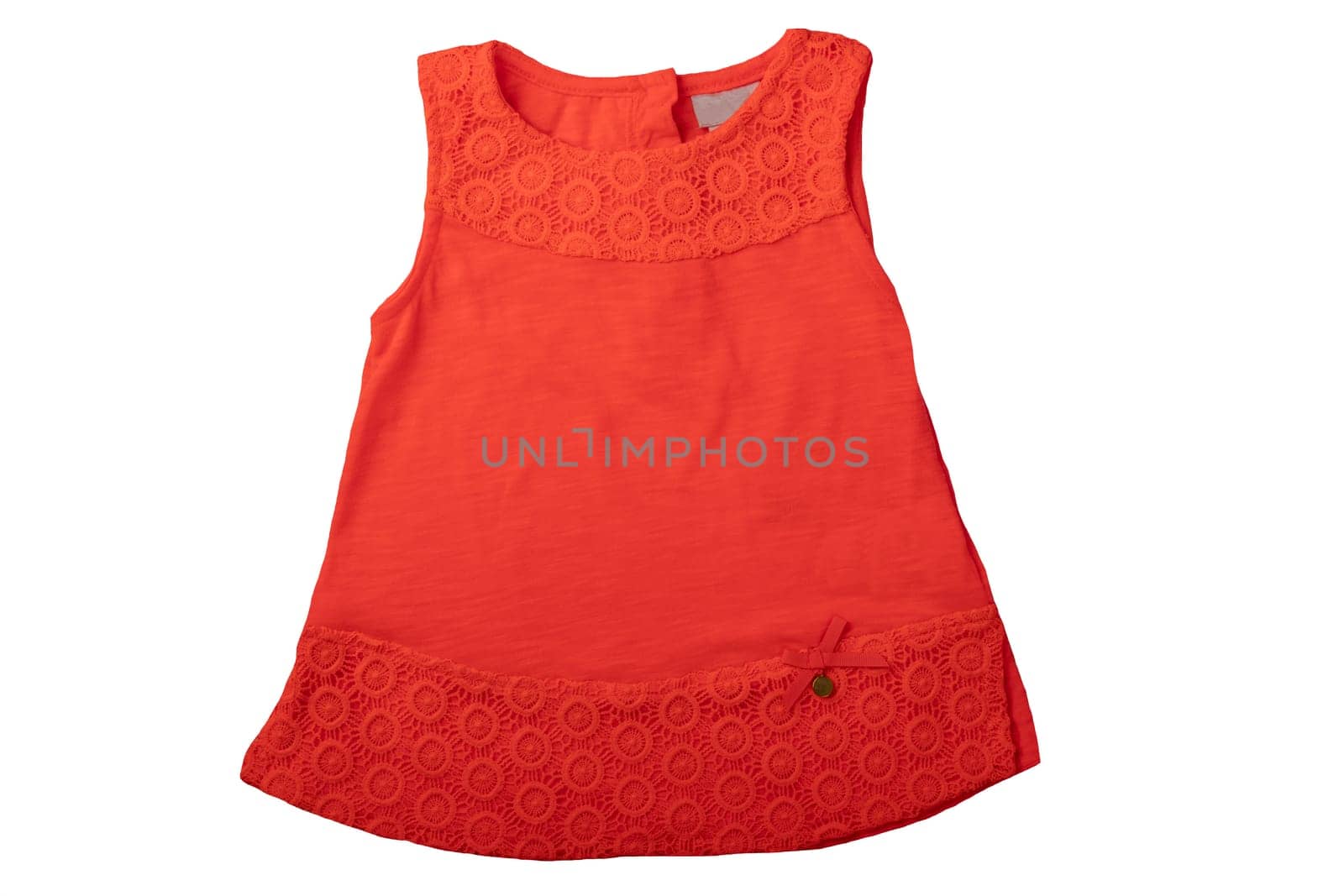 Summer fashion blouse. A red summer blouse for girl isolated on white background. Kids fashion.