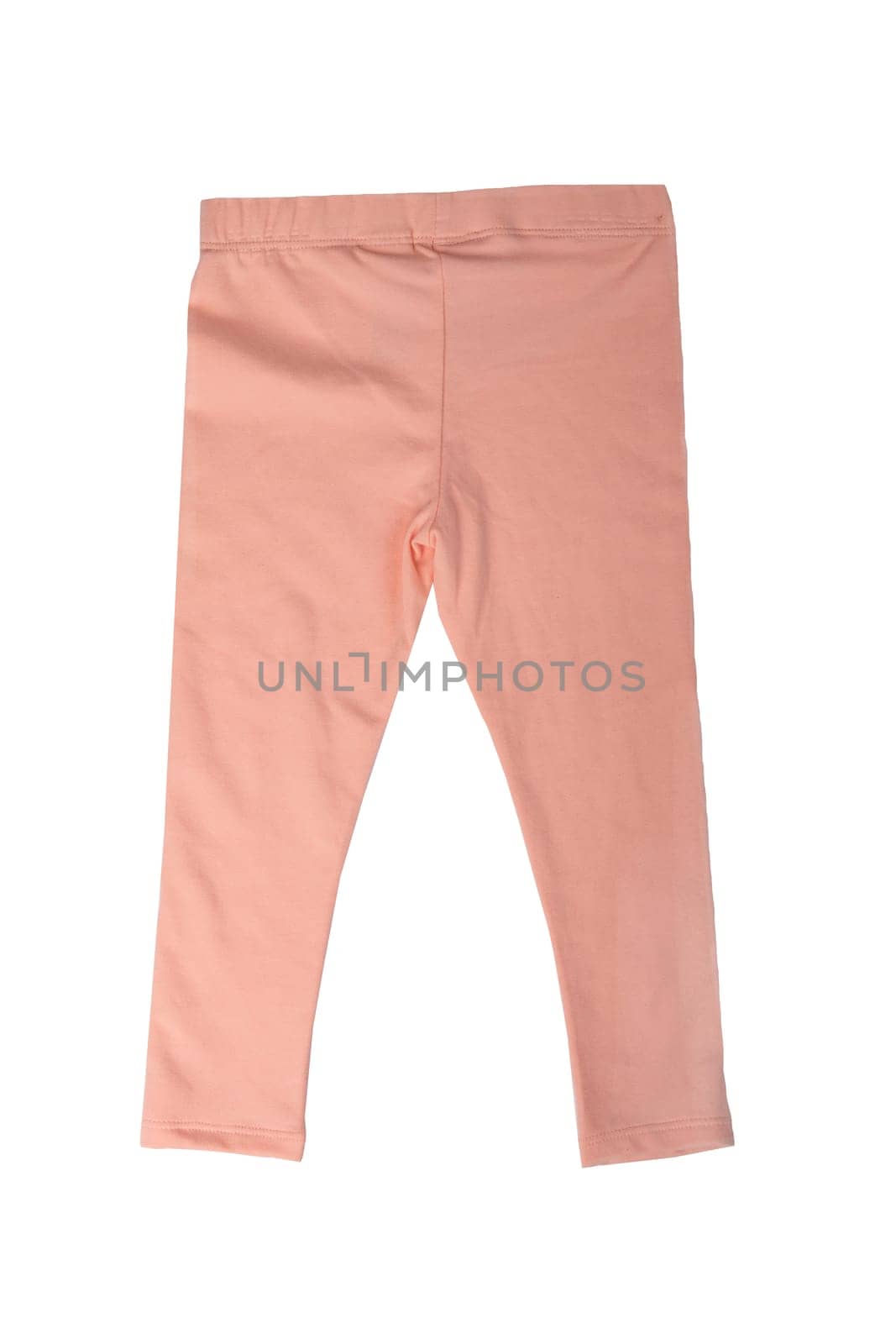 Pink leggings or pants for girl isolated on white background. Fashion children.