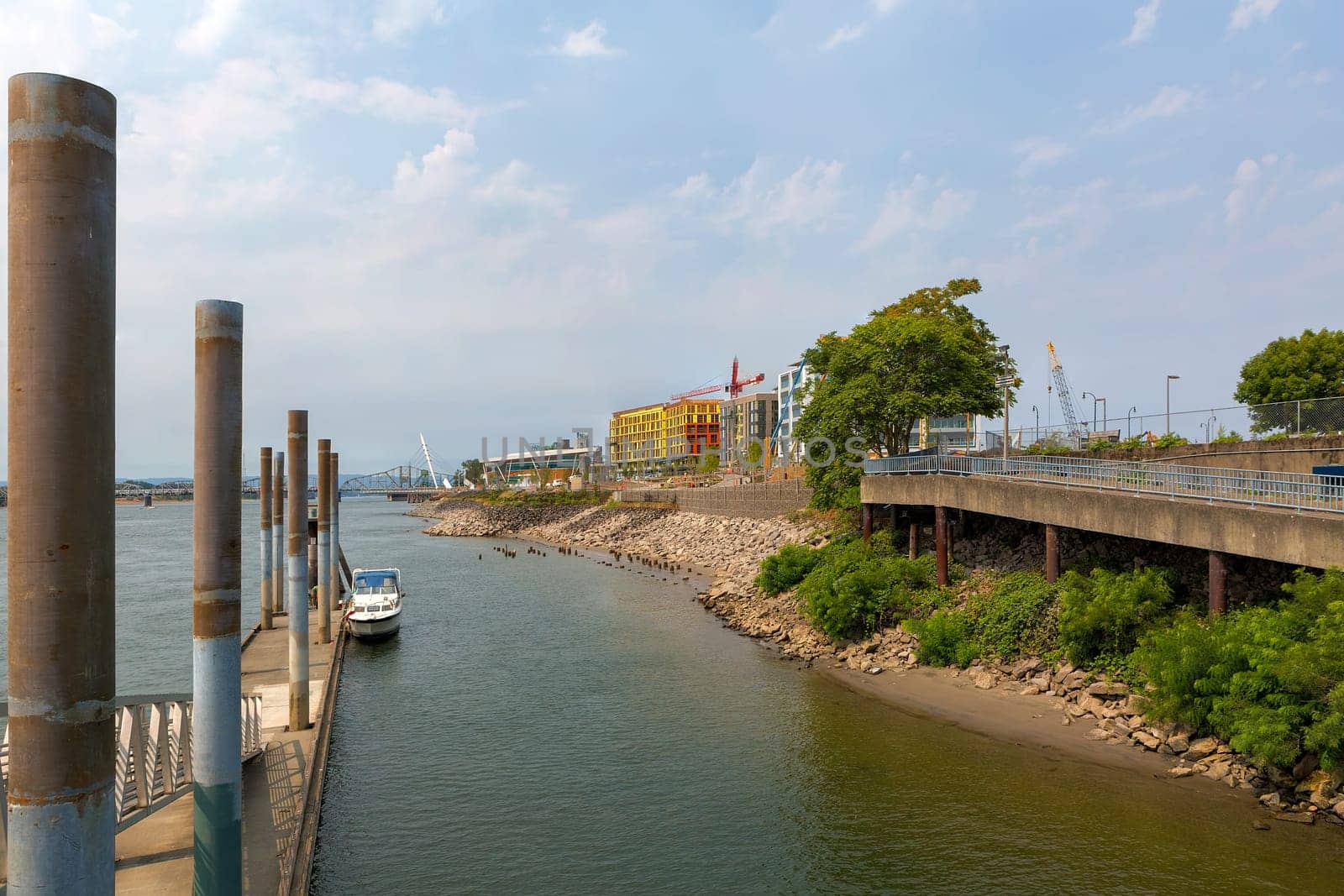 New urban commercial and residential construction in downtown Vancouver Washington waterfront
