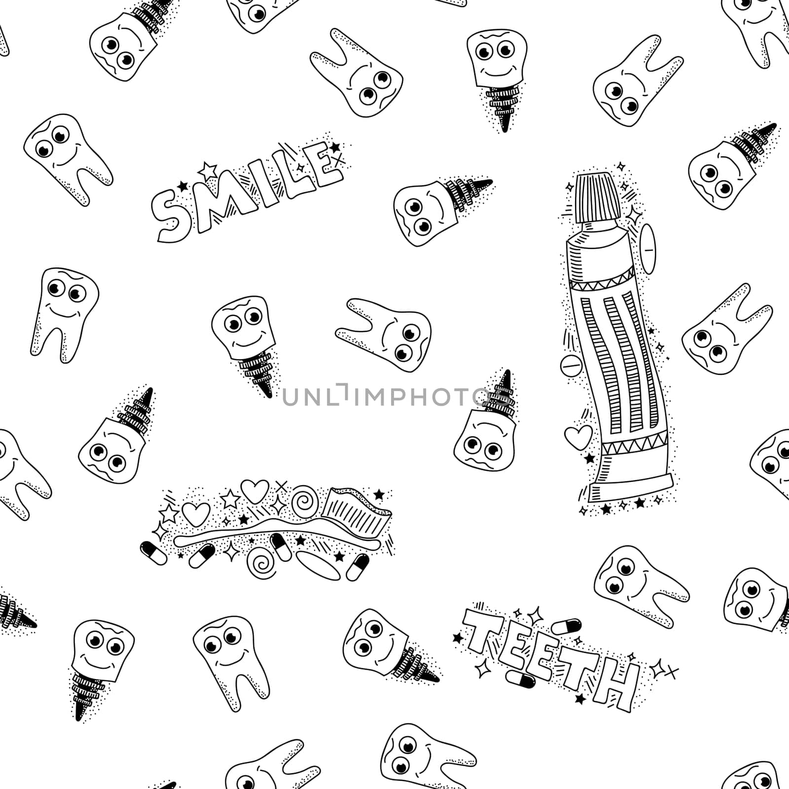 Doodle Medical Pattern Isolated on White Background