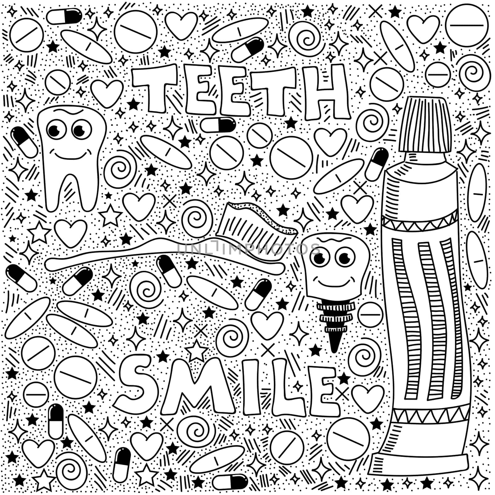 Doodle Medical Pattern Isolated on White Background