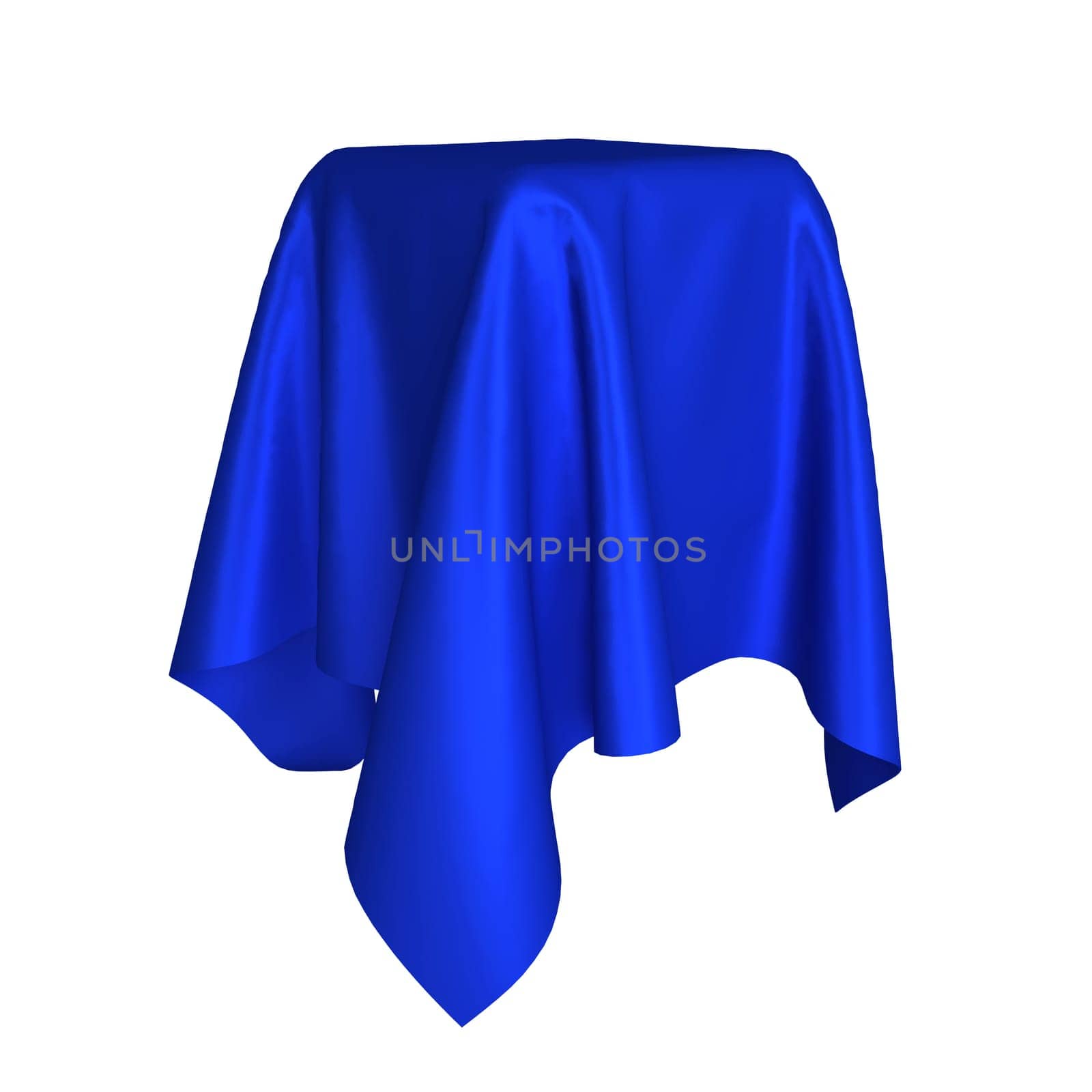 Box covered with cloth. 3d illustration isolated on white background