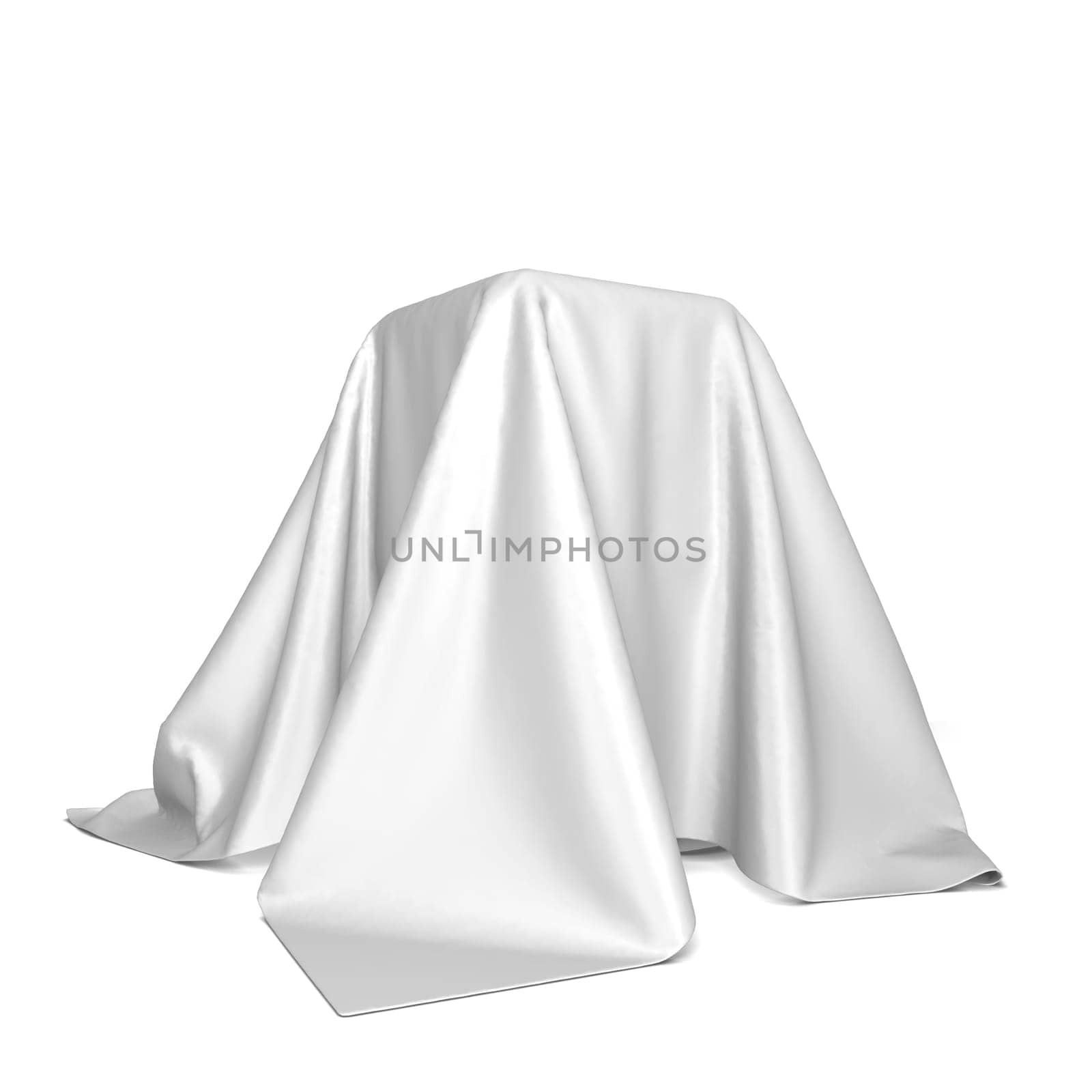 Box covered with cloth. 3d illustration isolated on white background