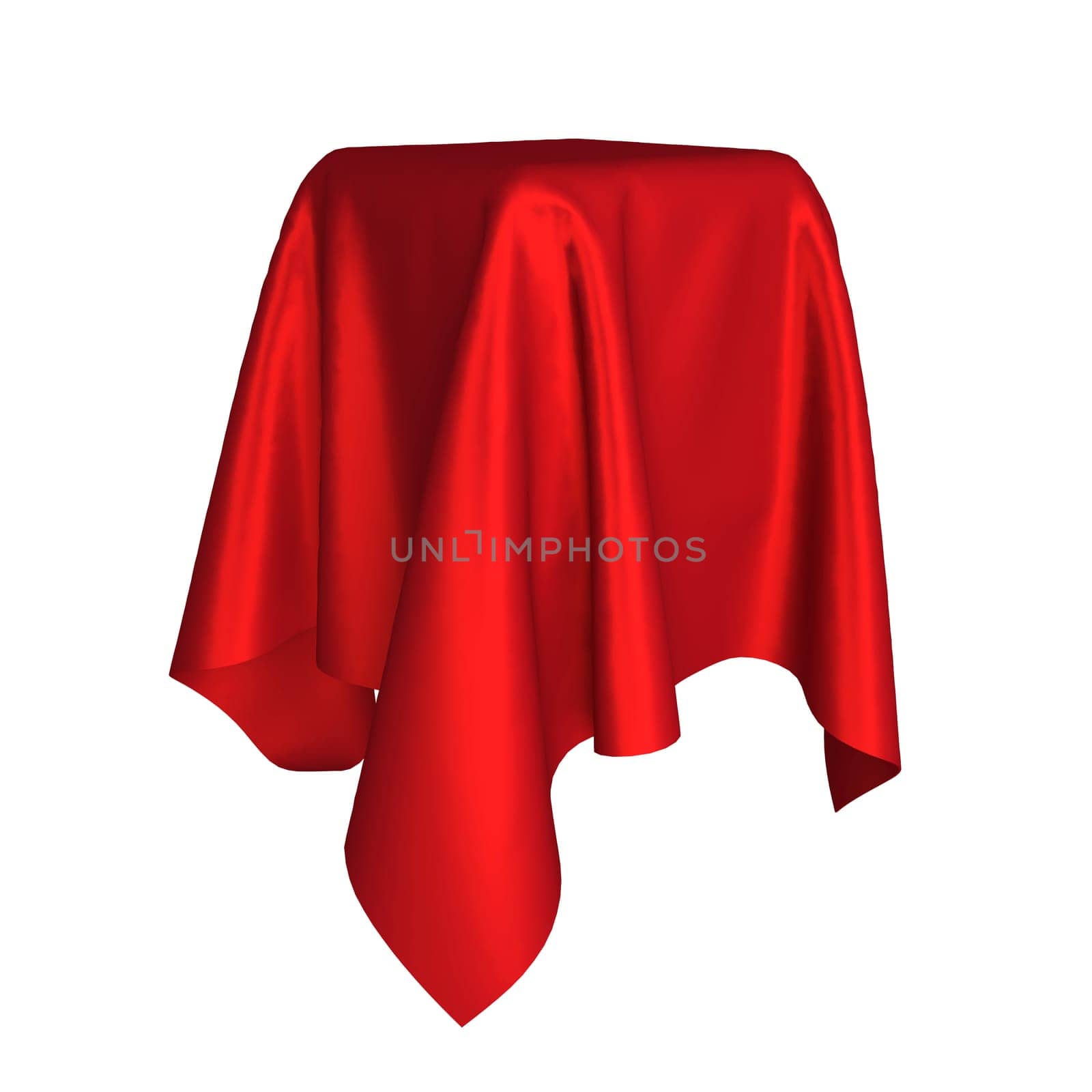 Box covered with cloth. 3d illustration isolated on white background