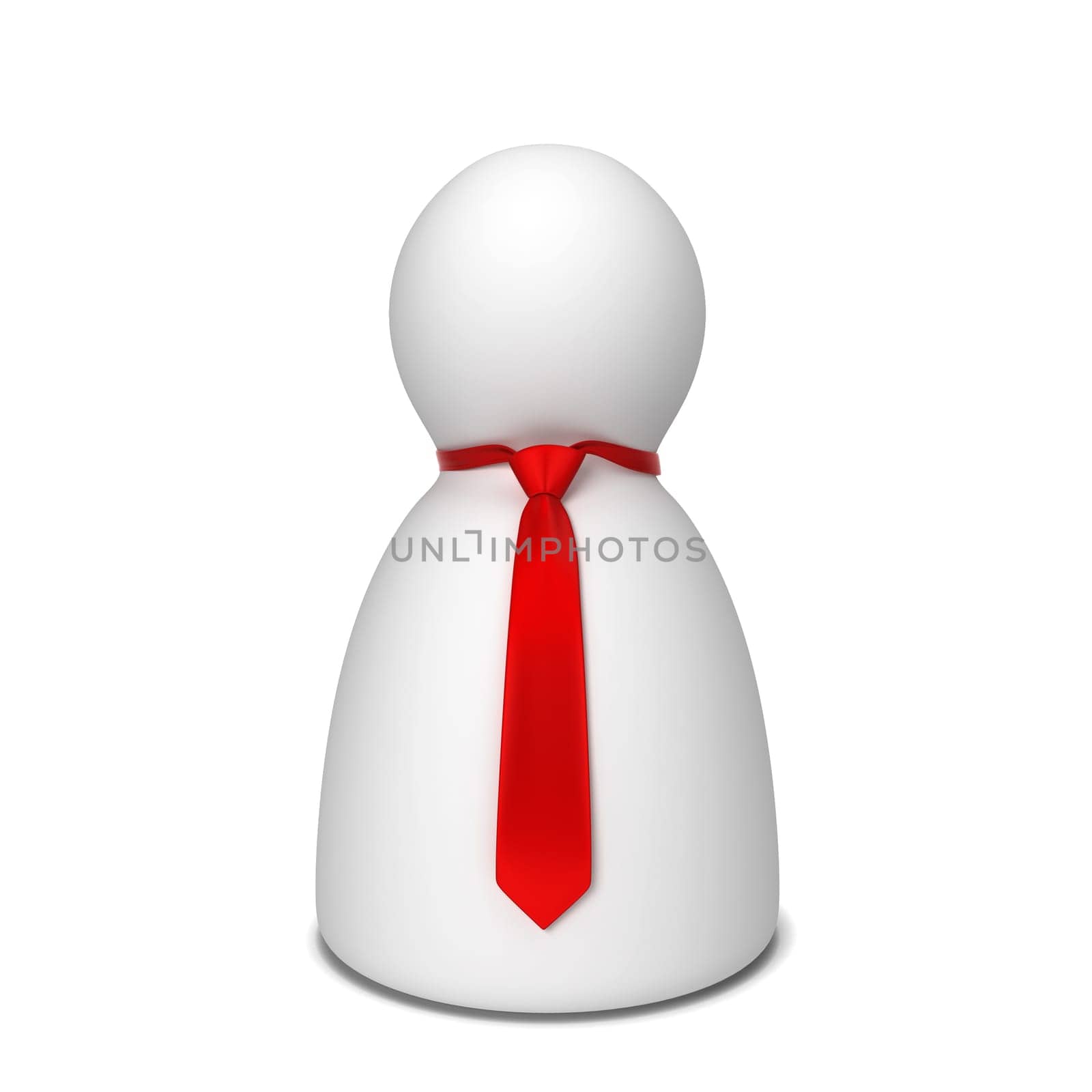 Human figure with tie. 3d illustration isolated on white background