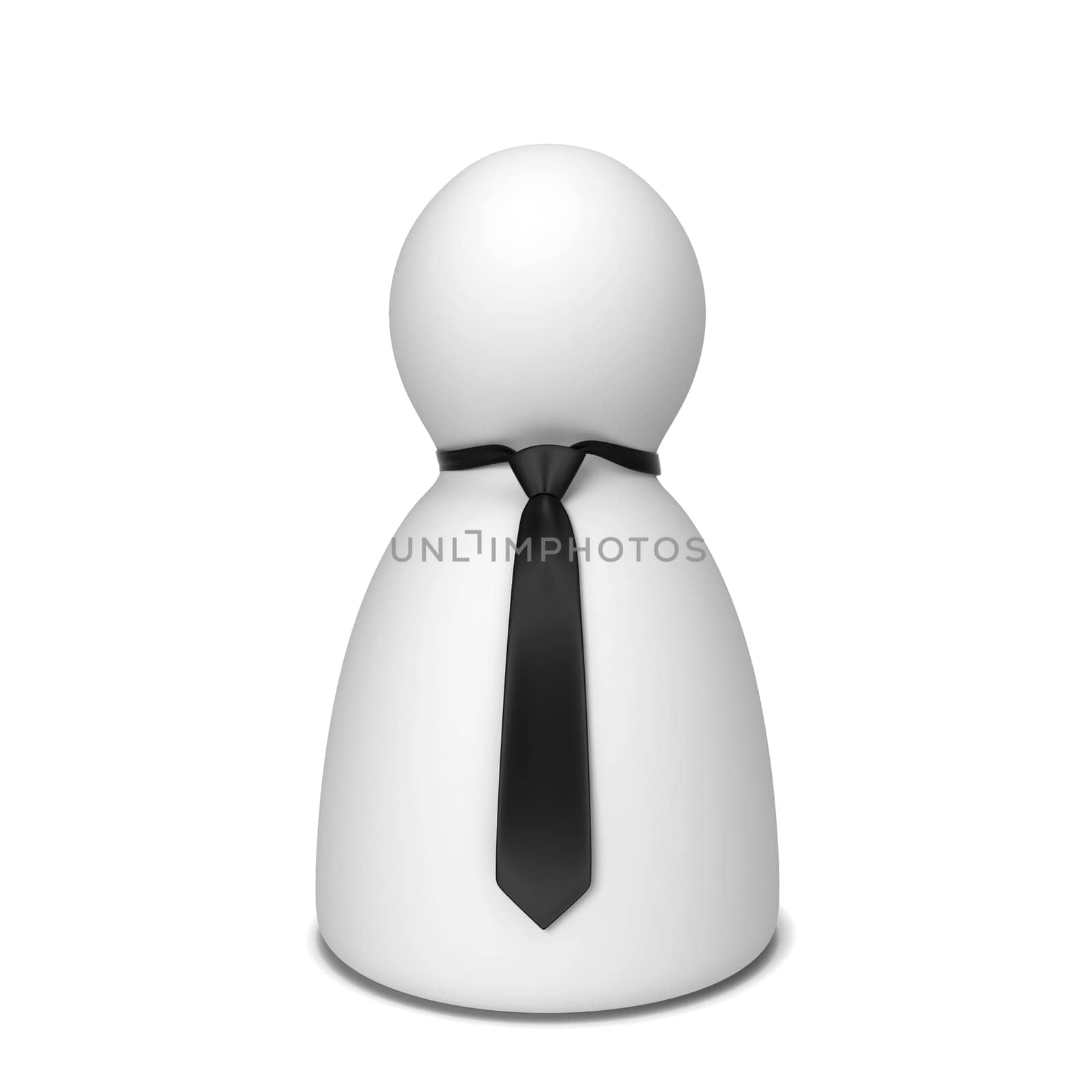 Human figure with tie. 3d illustration isolated on white background