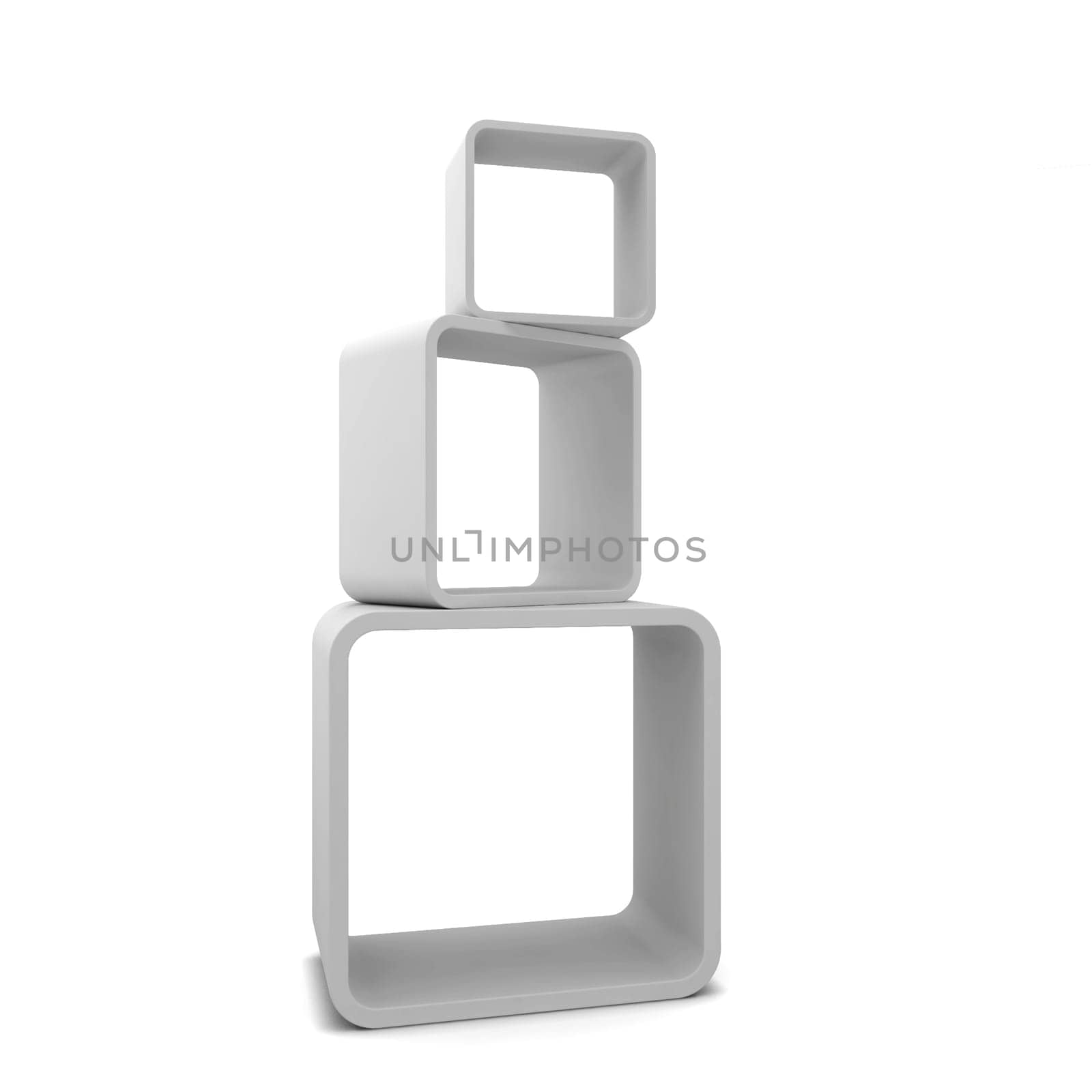 Display shelves. 3d illustration isolated on white background