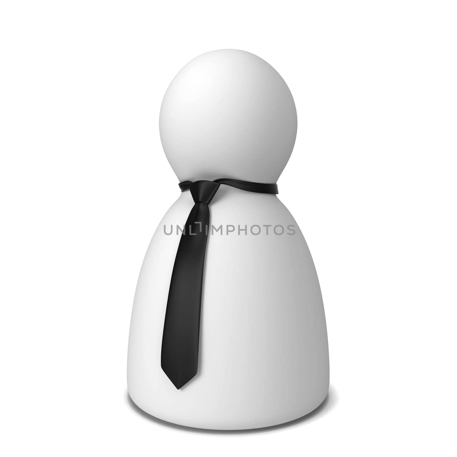 Human figure with tie. 3d illustration isolated on white background