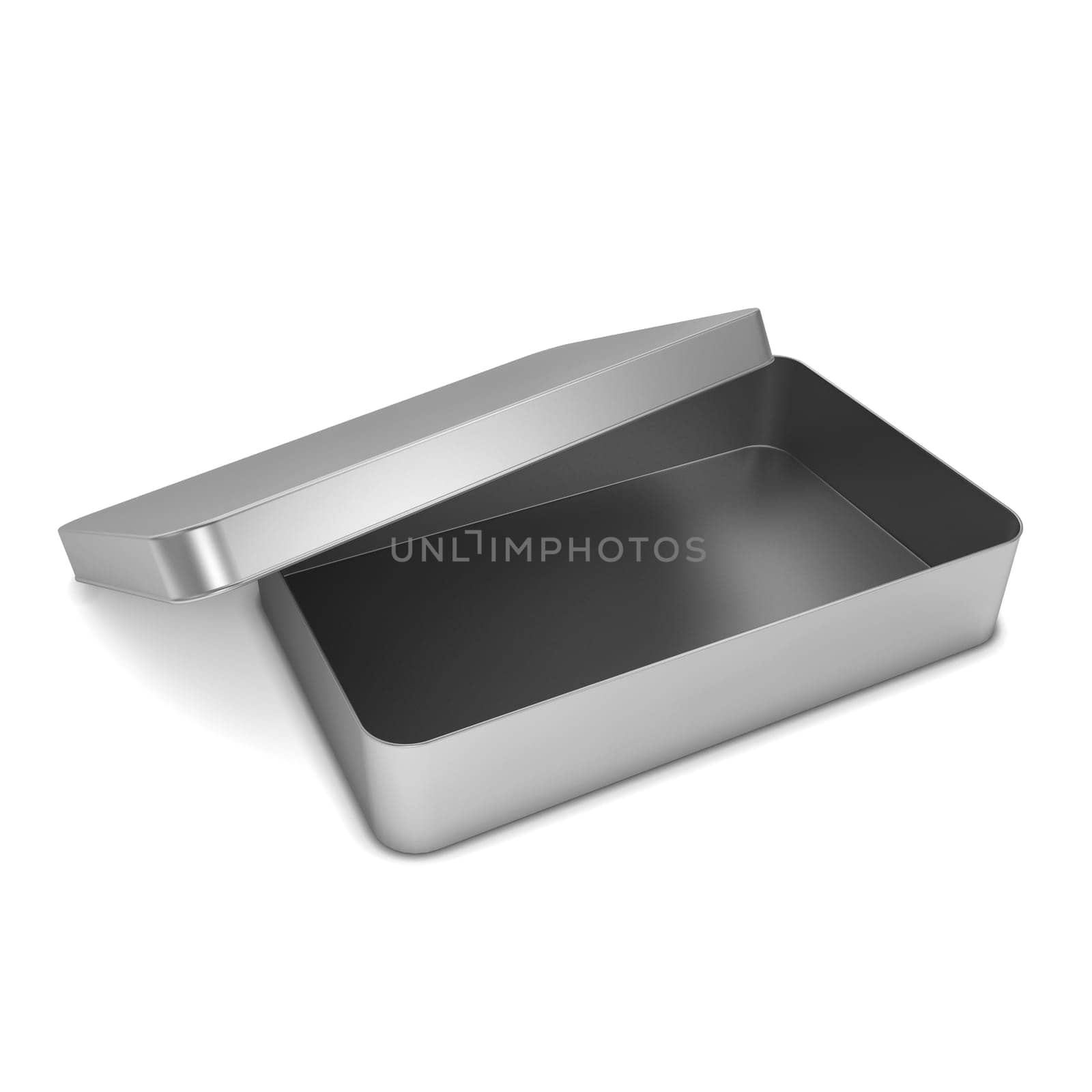 Metal box. 3d illustration isolated on white background