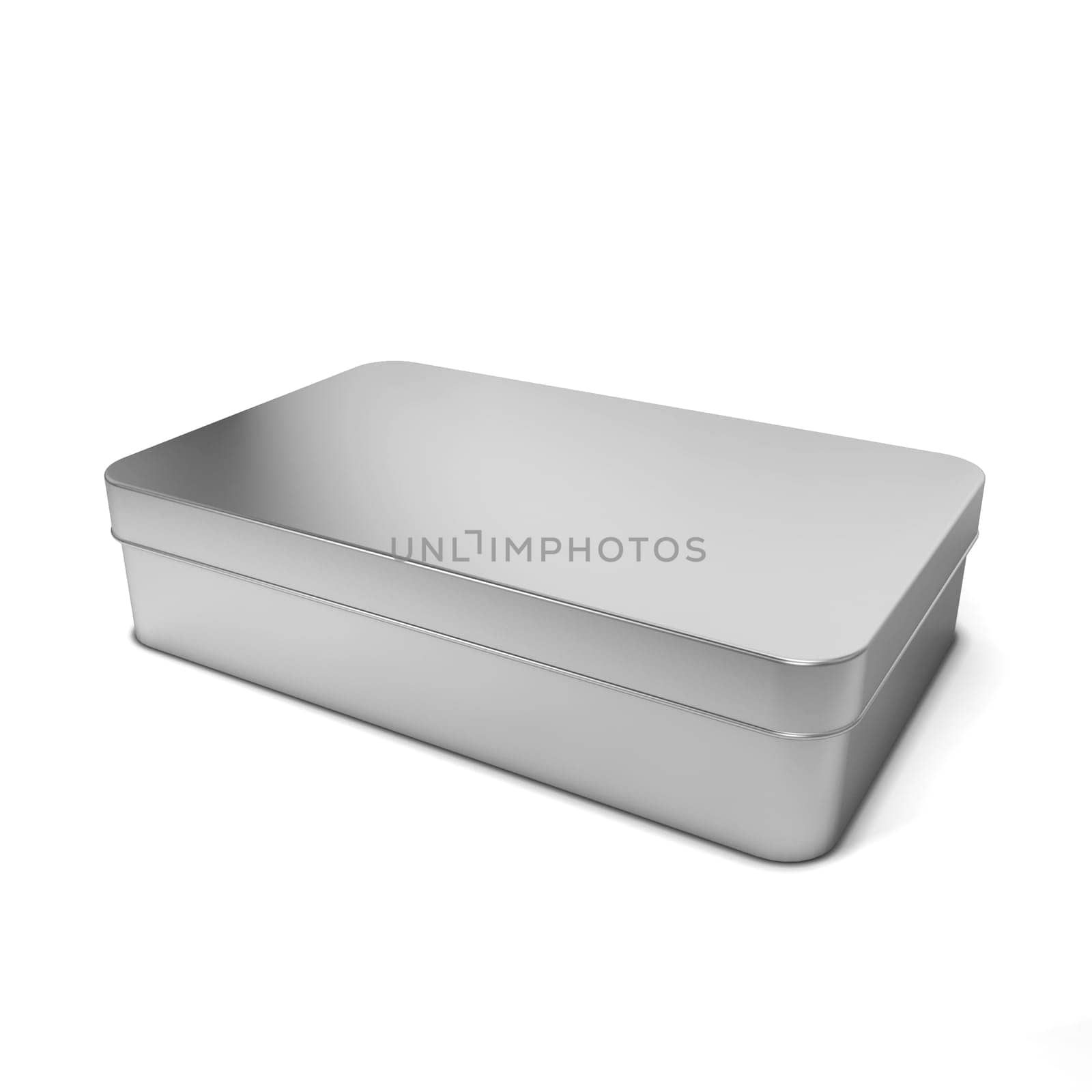 Metal box. 3d illustration isolated on white background