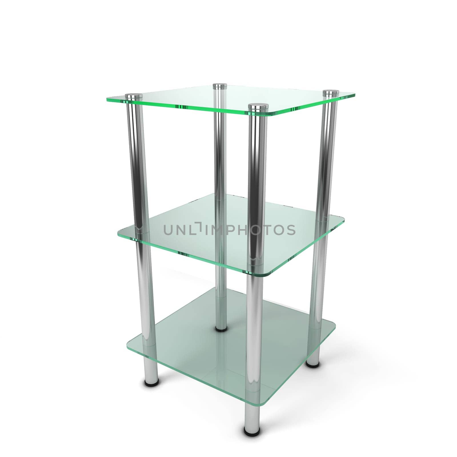 Glass display. 3d illustration isolated on white background
