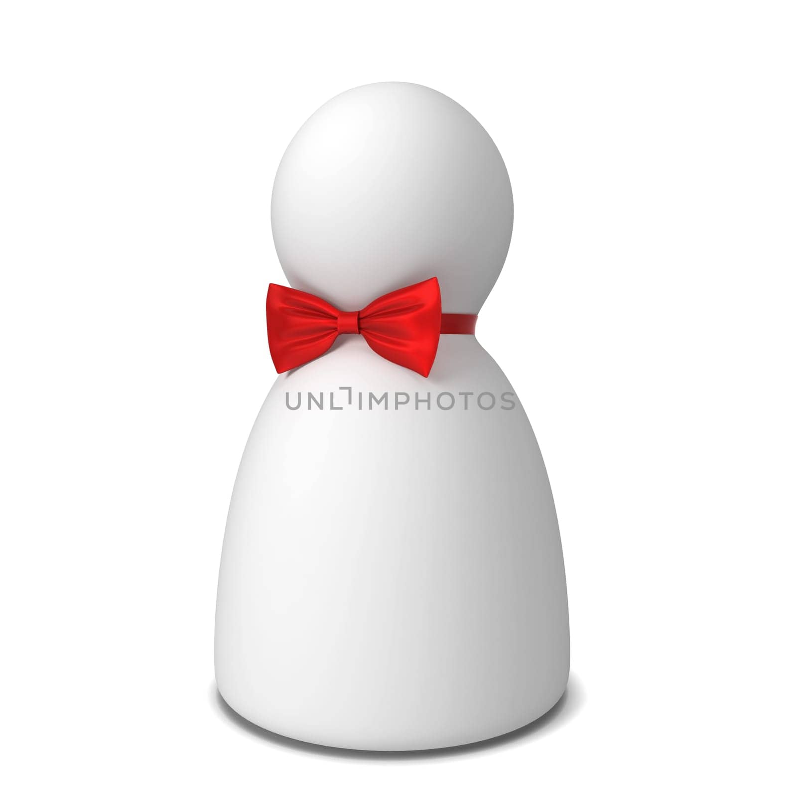 Human figure with bow tie. 3d illustration isolated on white background