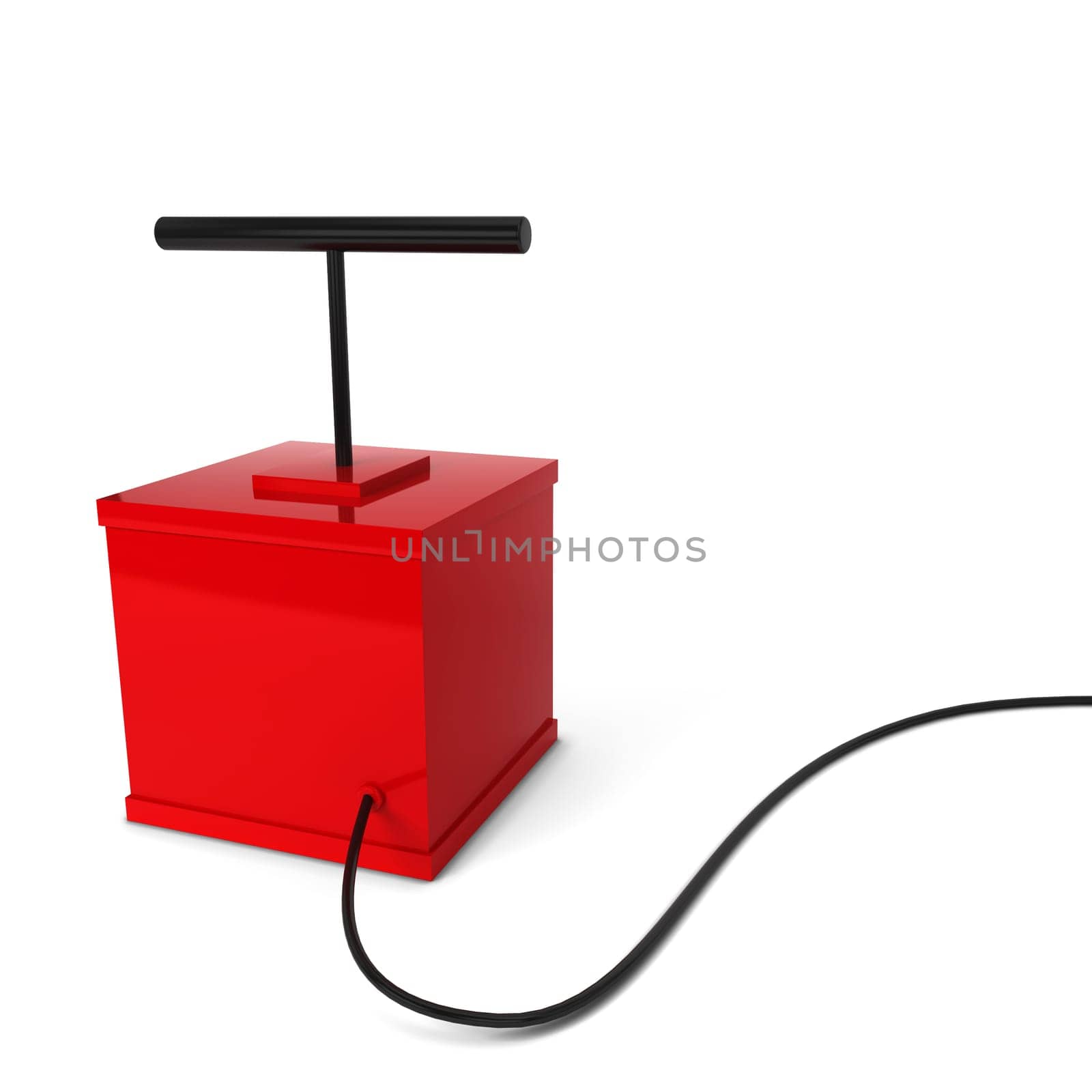 Red detonator. 3d illustration isolated on white background