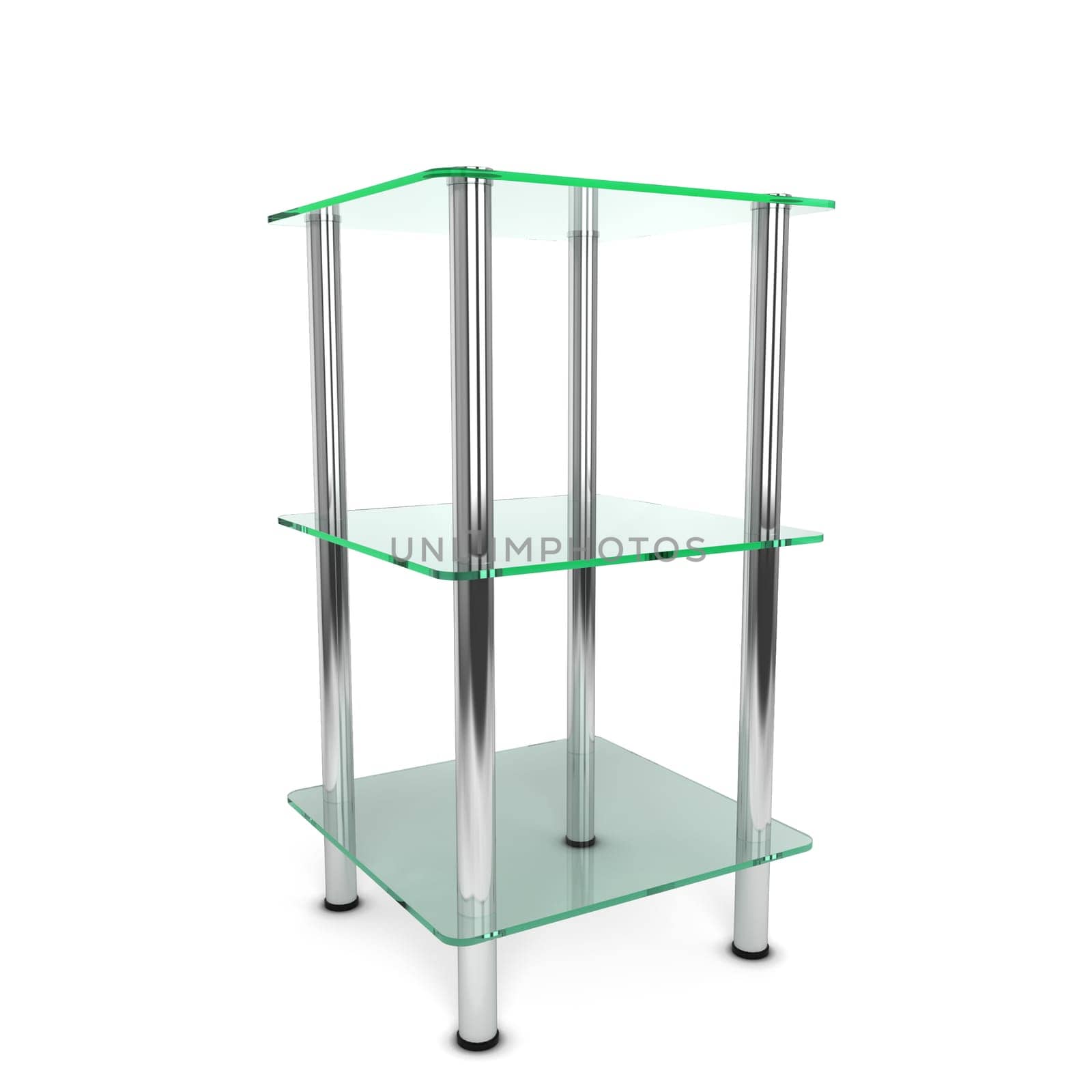 Glass display. 3d illustration isolated on white background