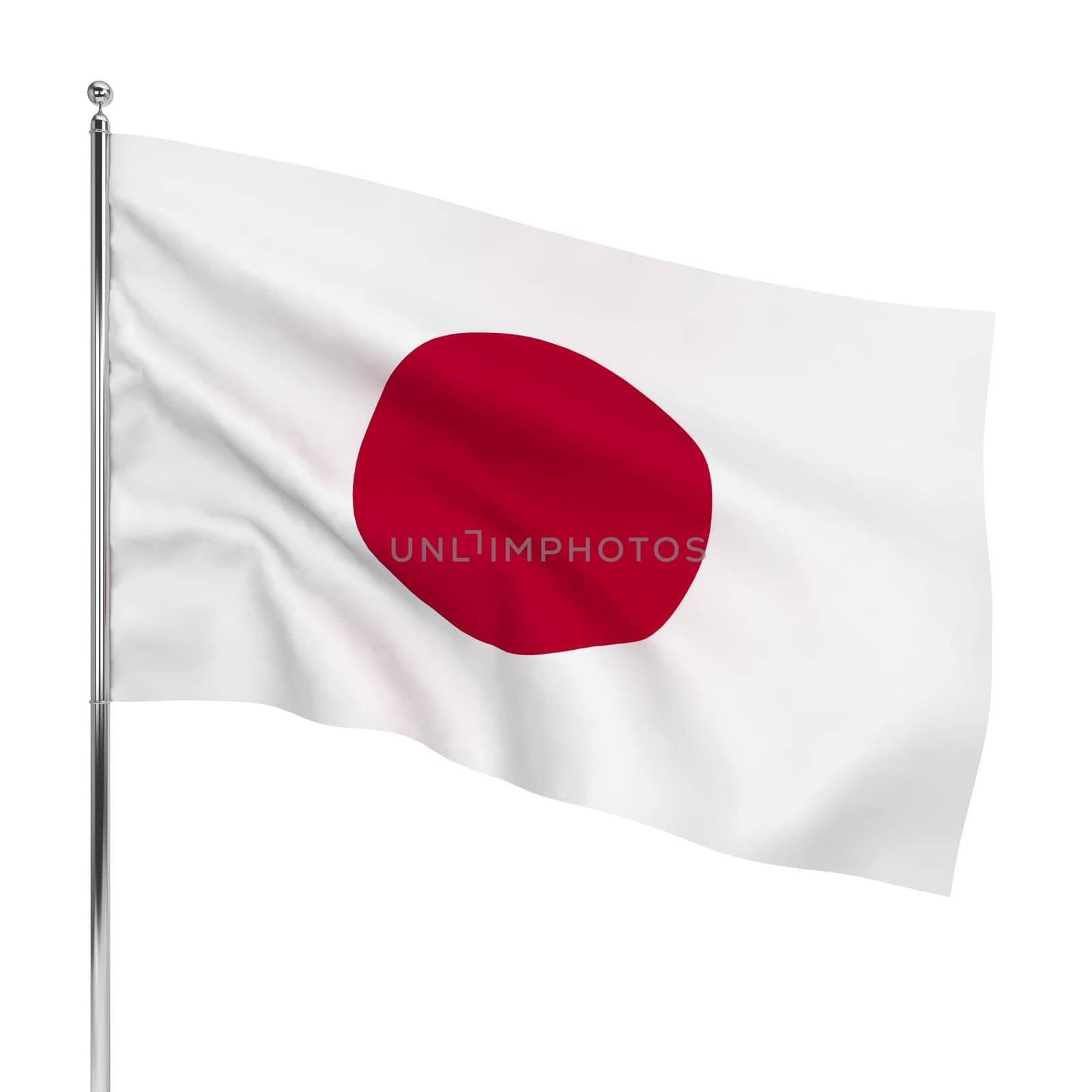 Flag of Japan. 3d illustration isolated on white background