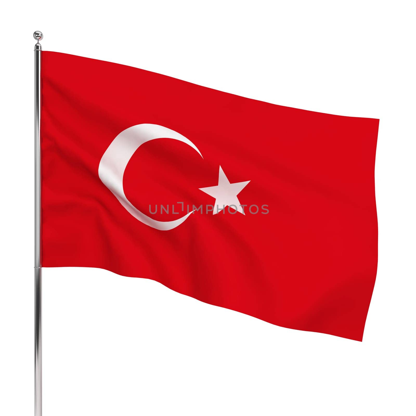 Flag of Turkey. 3d illustration isolated on white background