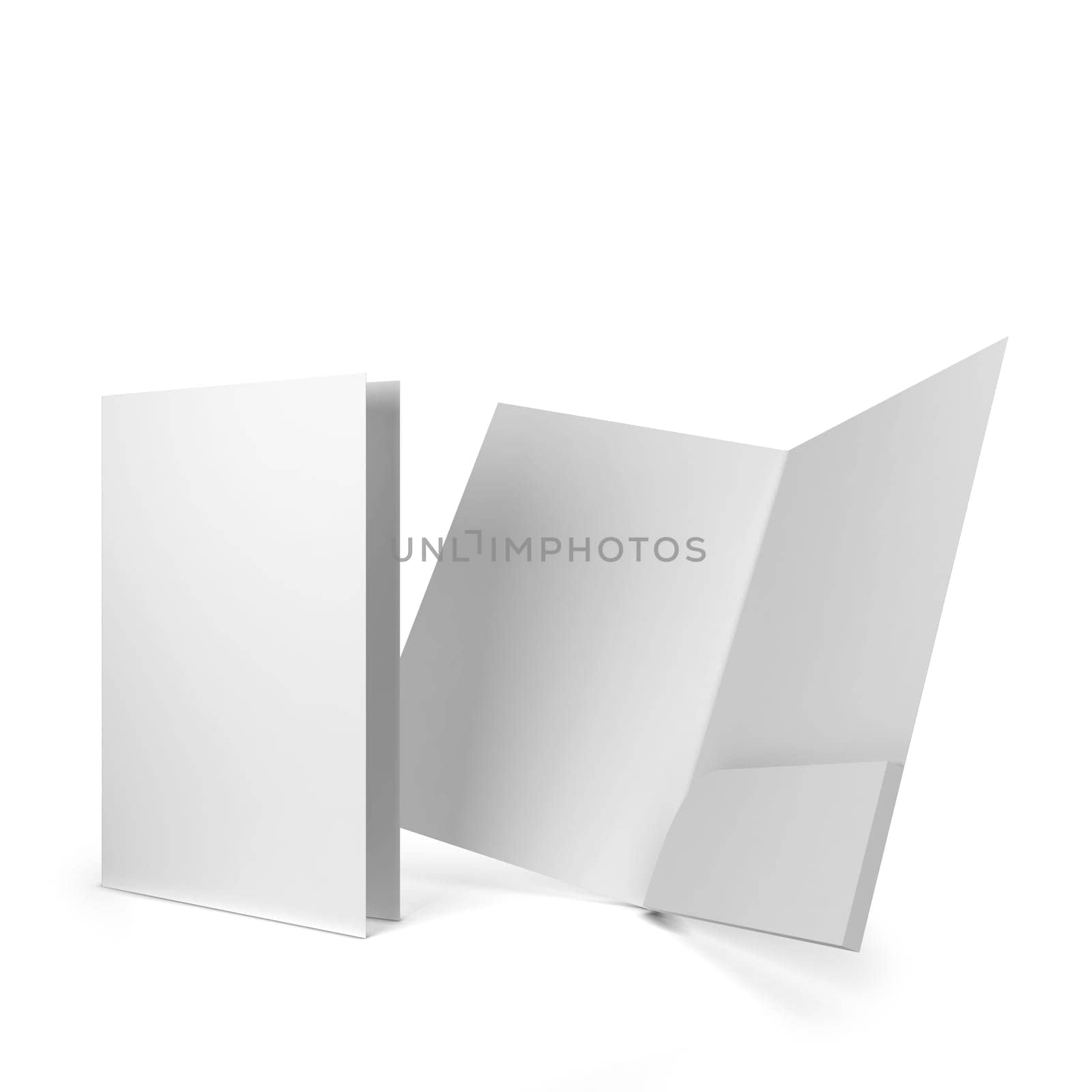 Blank paper folder. 3d illustration isolated on white background