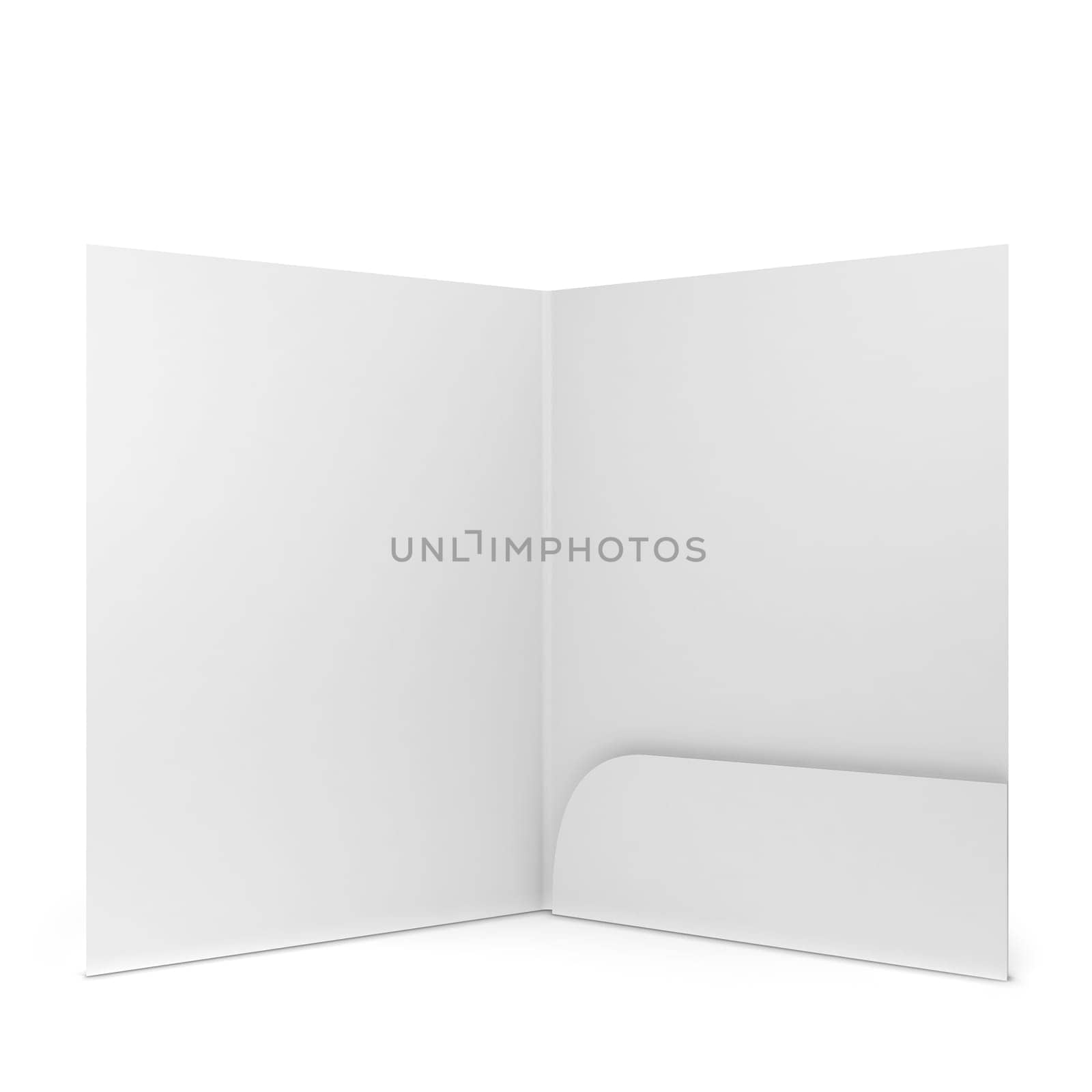 Blank paper folder. 3d illustration isolated on white background
