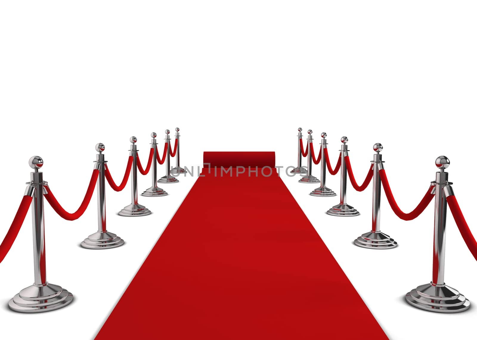 Red carpet. 3d illustration isolated on white background