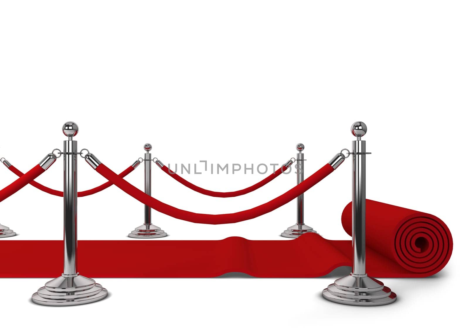 Red carpet. 3d illustration isolated on white background