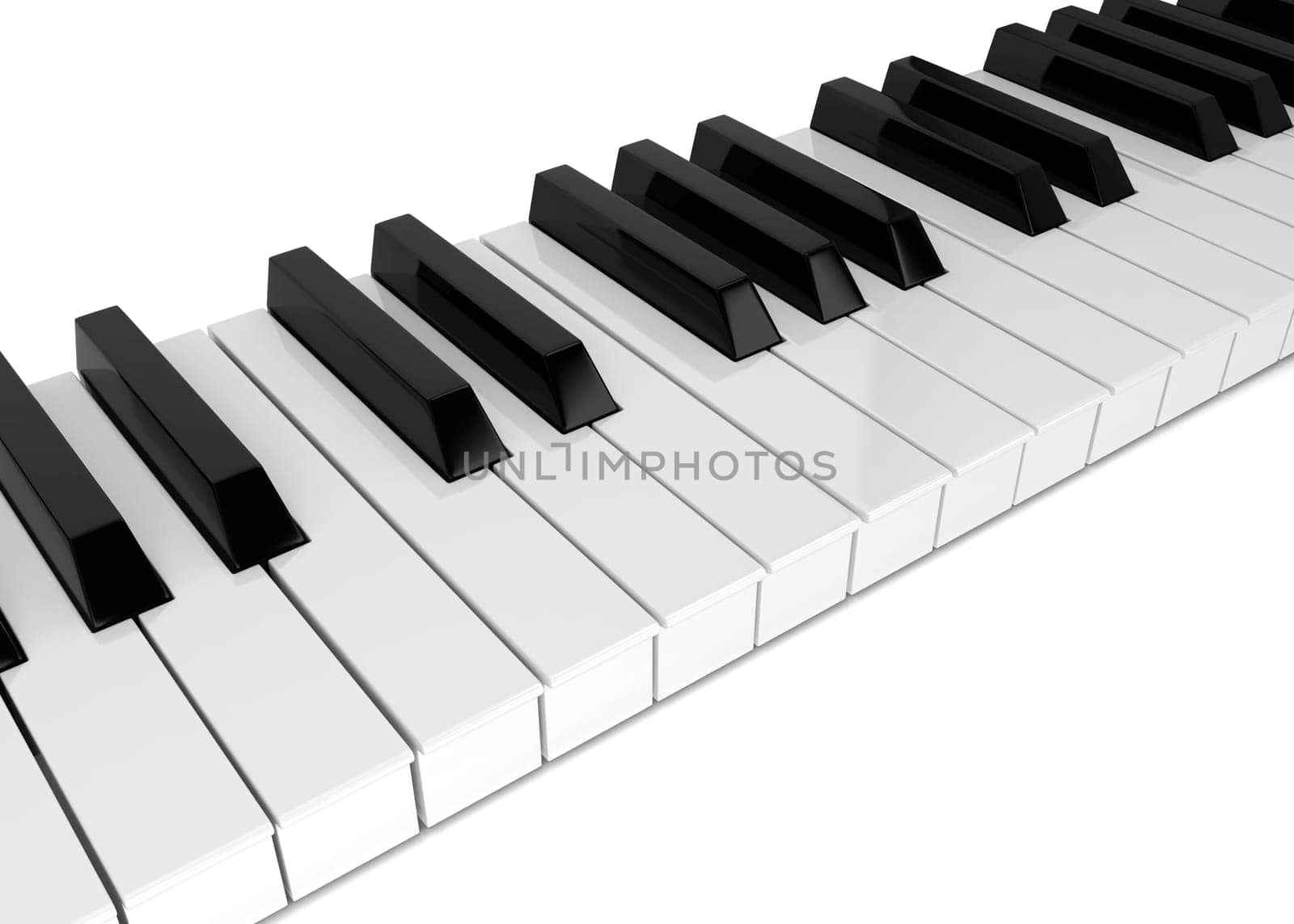 Piano keys. 3d illustration isolated on white background
