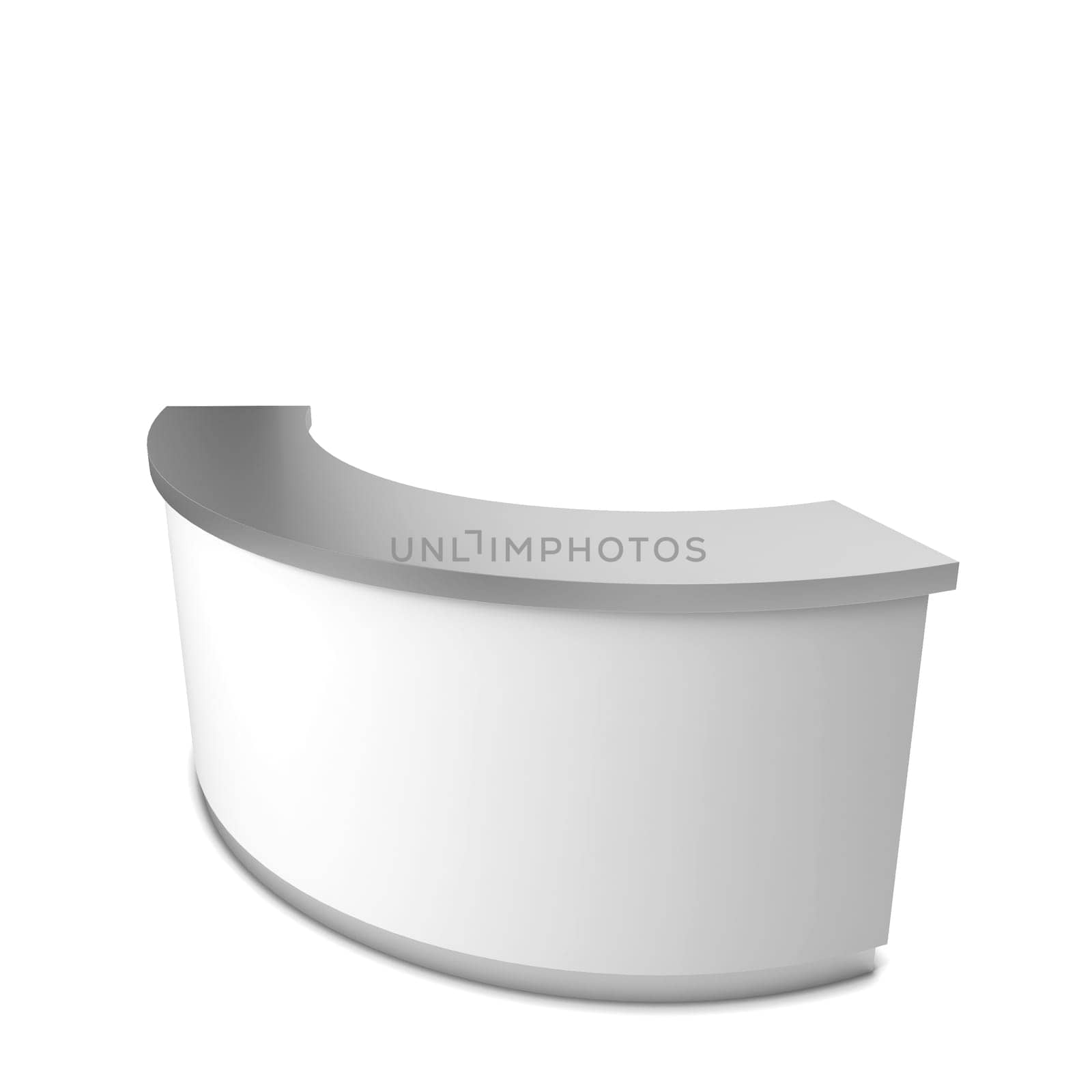 Blank reception counter. 3d illustration isolated on white background